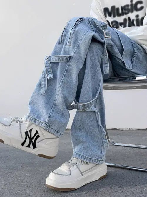 Japanese Brand x Min High Street Vintage Loose Fit Jeans Light Blue Size US 32 / EU 48 - 2 Thumbnail