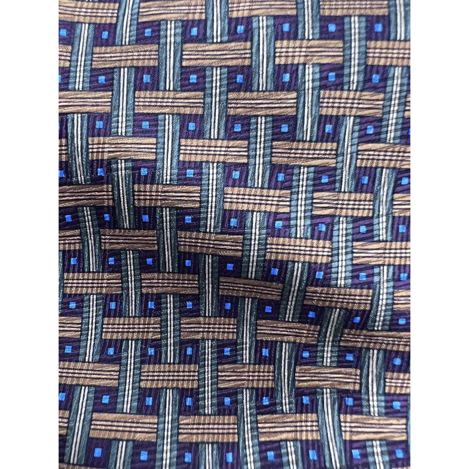 Vintage JZ RICHARDS Silk Tie Blue with Brown Cross Cross Size ONE SIZE - 7 Thumbnail