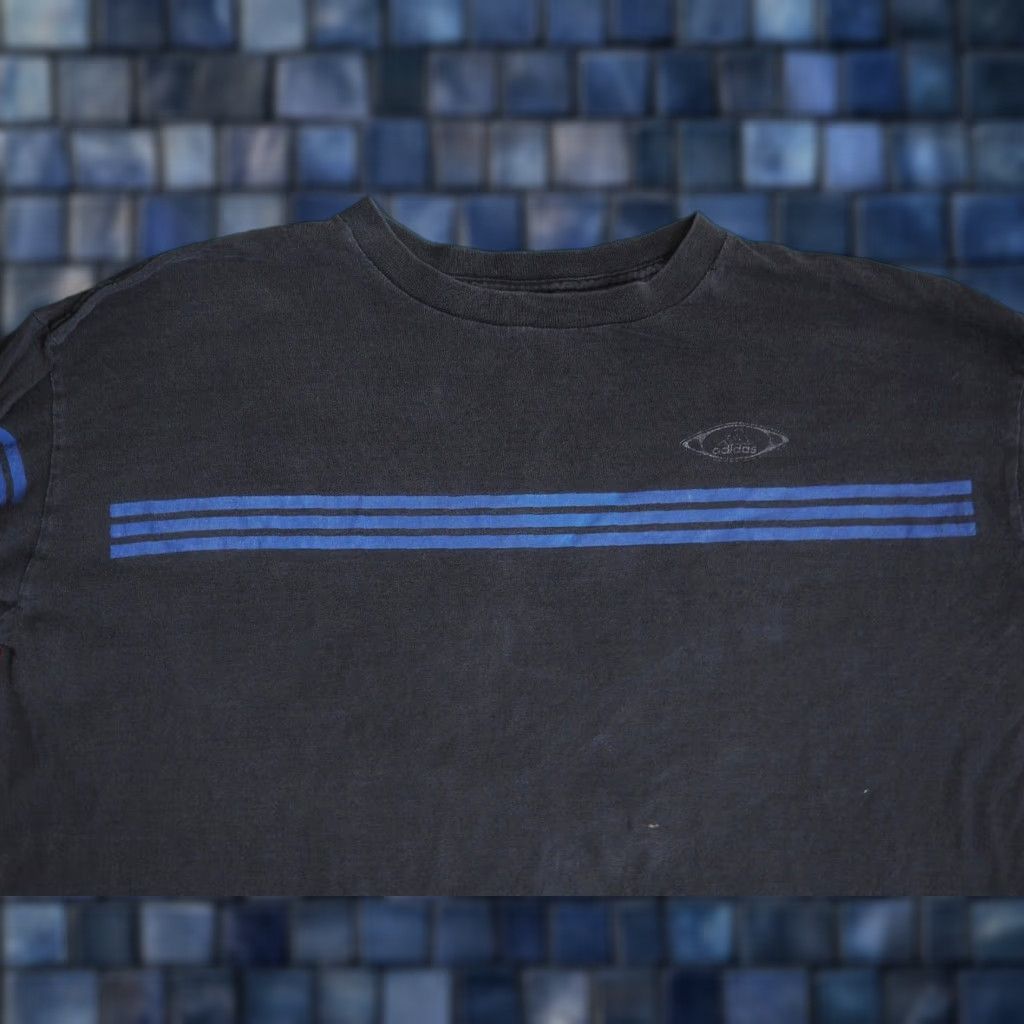 Adidas VINTAGE Adidas Striped Black Retro USA Made Faded L/S Logo Tee XL Mens Shirt X-Large Black 90s Graphic Tee Size US XL / EU 56 / 4 - 1 Thumbnail