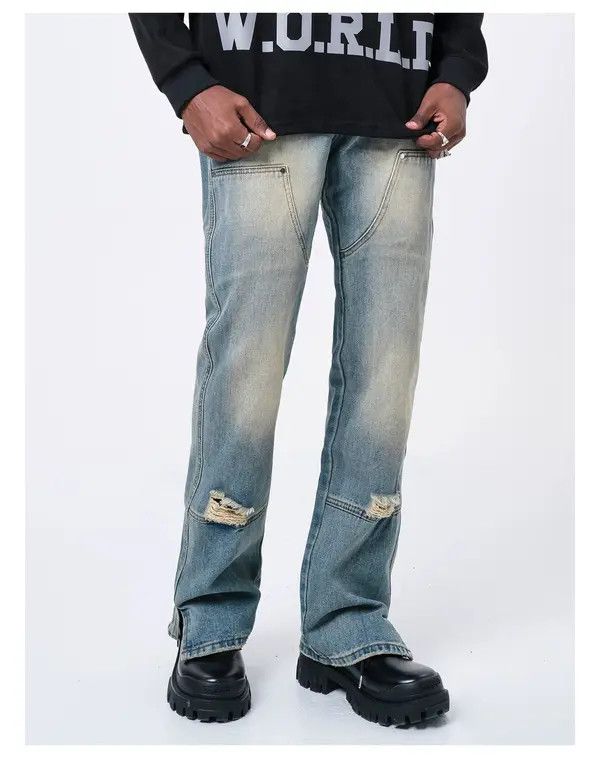 VIBE washed faded damaged flared carpenter jeans Size US 30 / EU 46 - 5 Thumbnail