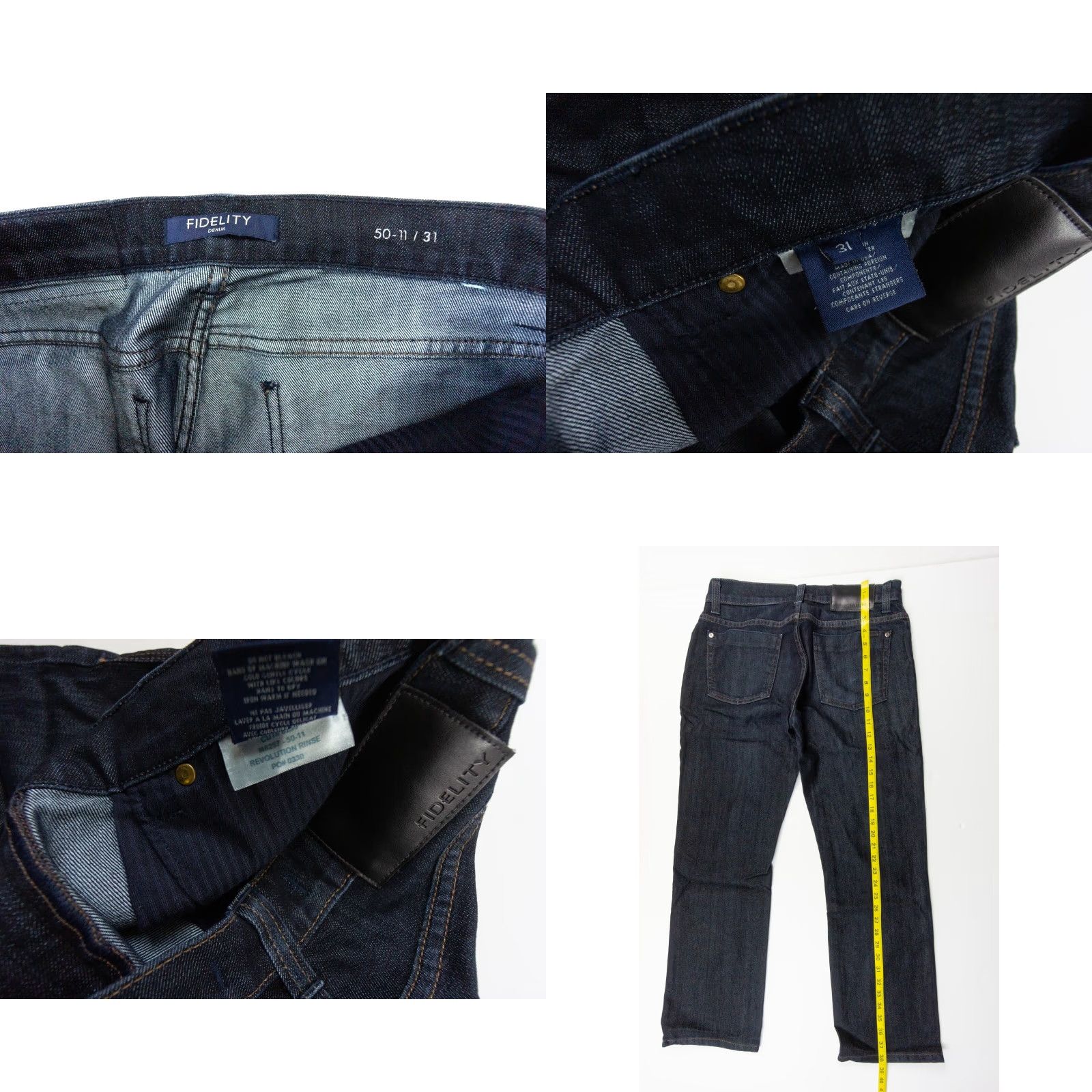 Vintage Fidelity Mens Jeans 50-11 Revolution Rinse Denim Straight 31x29 Blue Cotton Polyester 5-Pocket Regular Zip Jeans Mens Size US 31 - 8 Thumbnail