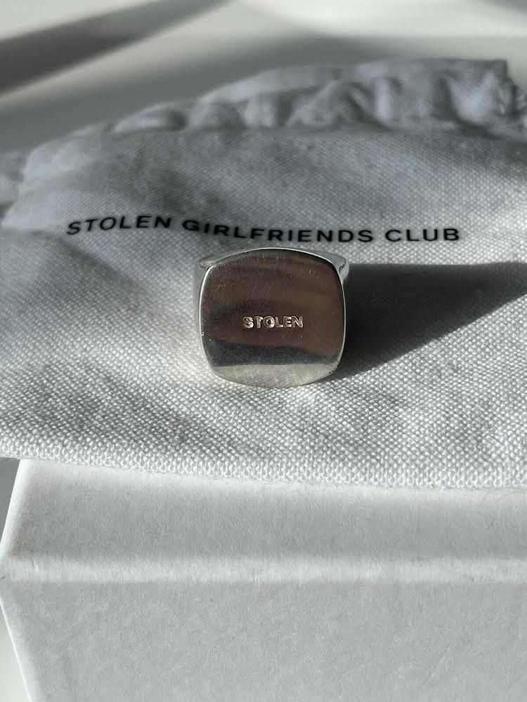 Stolen Girlfriends Club Stolen Girlfriends Club Silver Stamp Sovereign Ring Size ONE SIZE - 1 Thumbnail