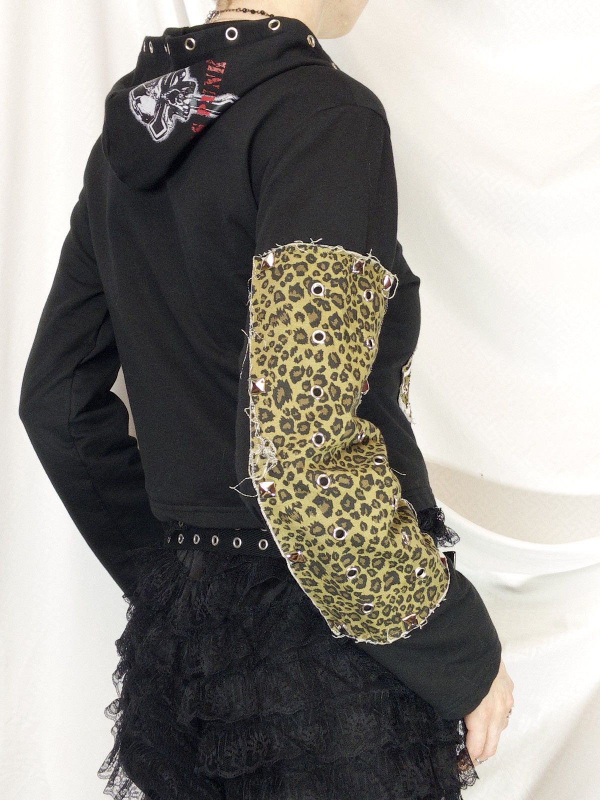 Japanese Brand XS PUNK zip cropped leo hoodie Size S / US 4 / IT 40 - 8 Thumbnail
