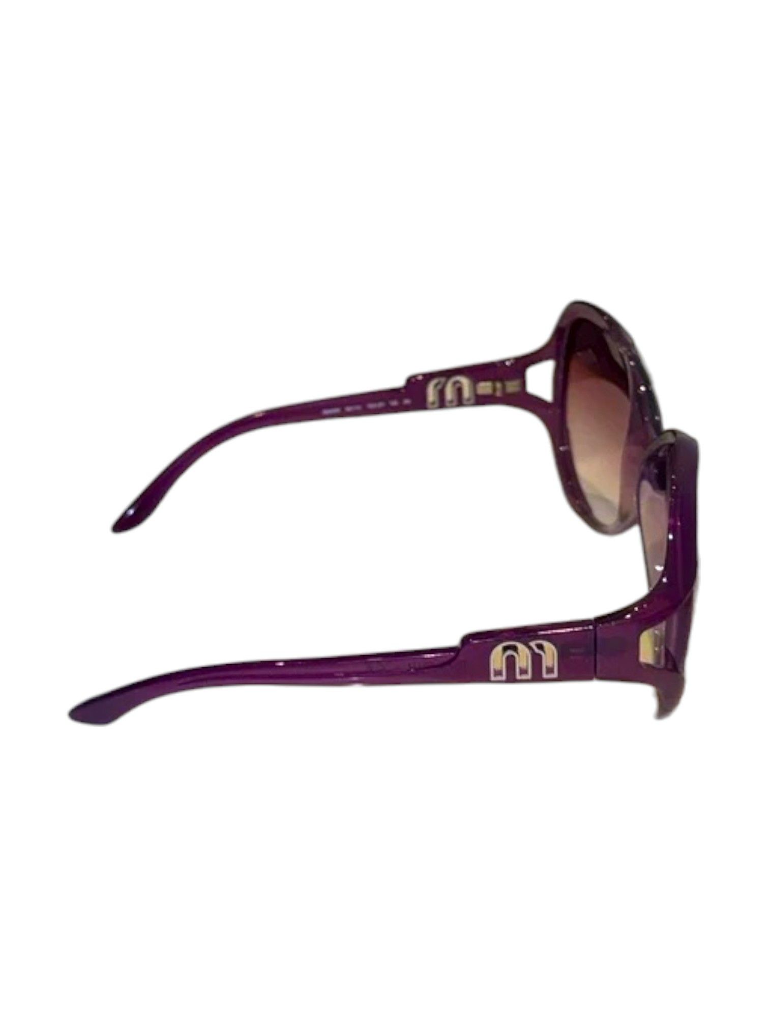 Miu Miu Miu Miu SMU05I Purple Oversized Sunglasses Logo Temples Size ONE SIZE - 2 Thumbnail