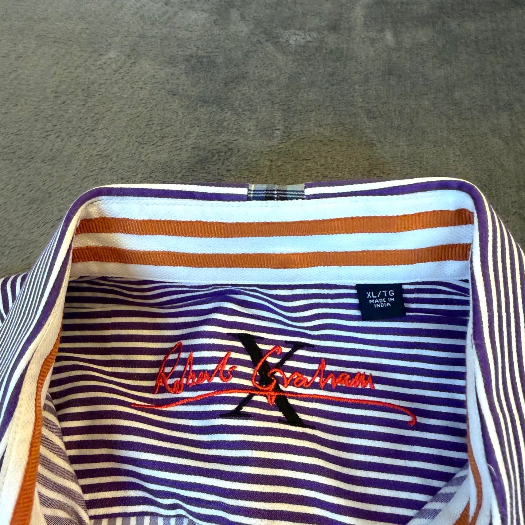Robert Graham VINTAGE? Robert Graham Shirt Shirt Button-Up Striped Purple White Long Sleeve Button-Down Cotton Mens XL Classic Collar Size US XL / EU 56 / 4 - 3 Thumbnail