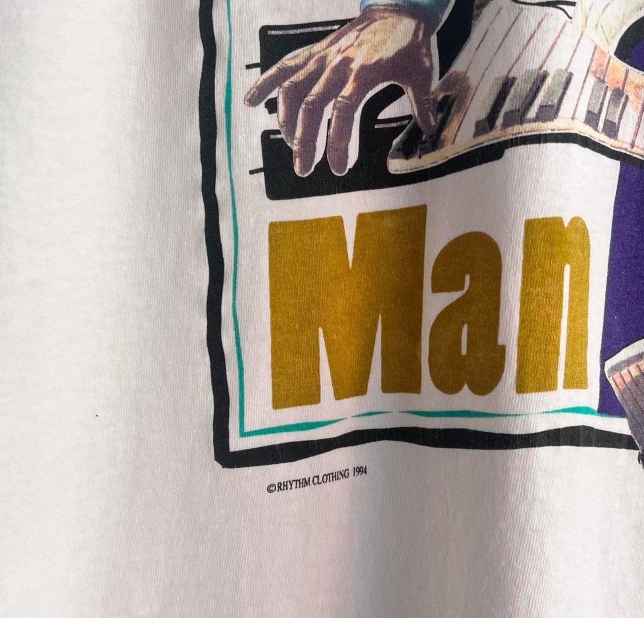 Vintage Vintage 1980s graphic, single stitch, piano man T-shirt Size US XL / EU 56 / 4 - 6 Thumbnail