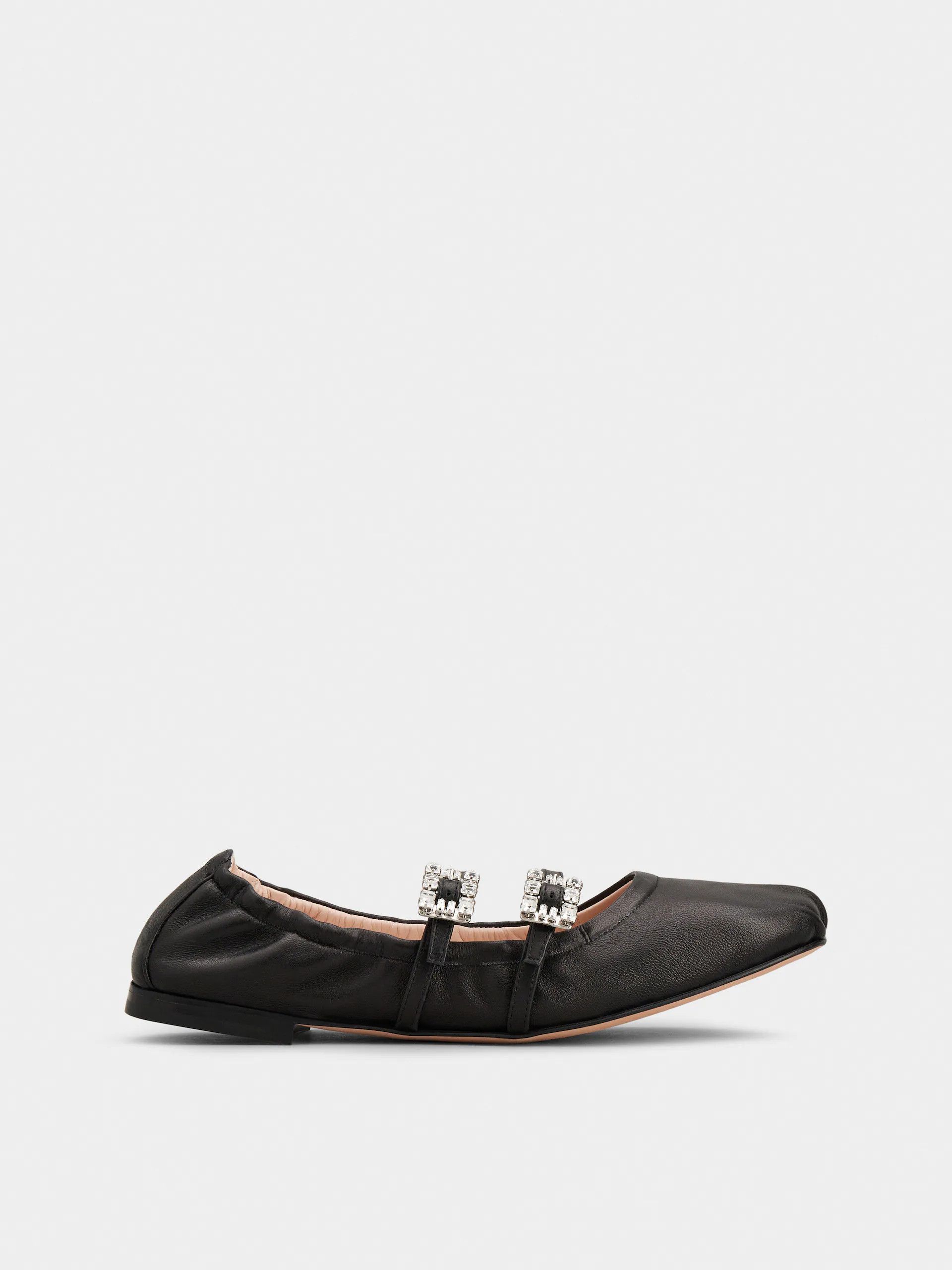 Roger Vivier o1s22i1n0824 Nappa Ballet Strass Buck Flats in Black Size US 9 / IT 39 - 1 Thumbnail