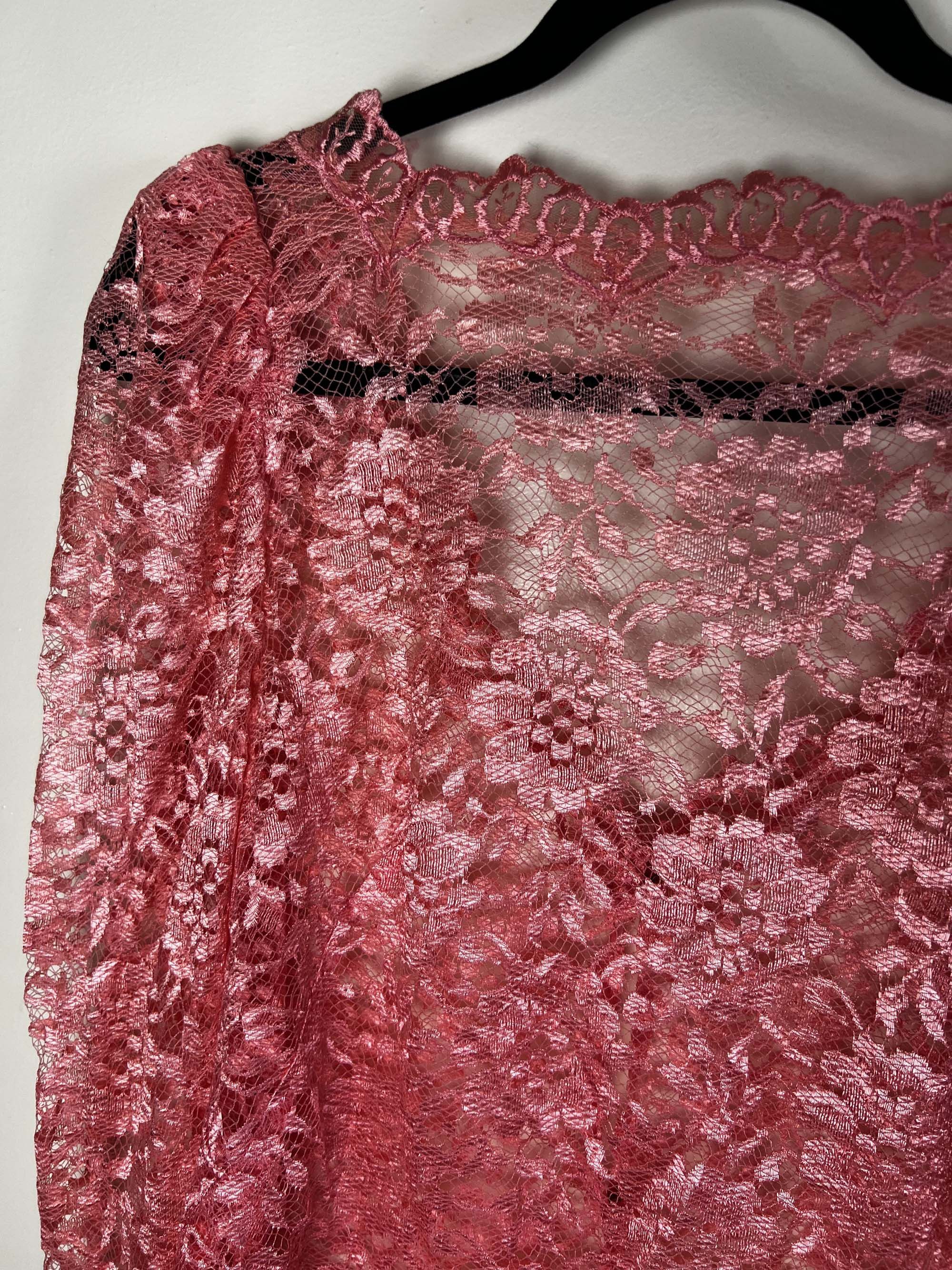 Vintage Vintage 1960's Edwardian Pink Lace Puffy Sleeve Blouse Size L / US 10 / IT 46 - 6 Thumbnail