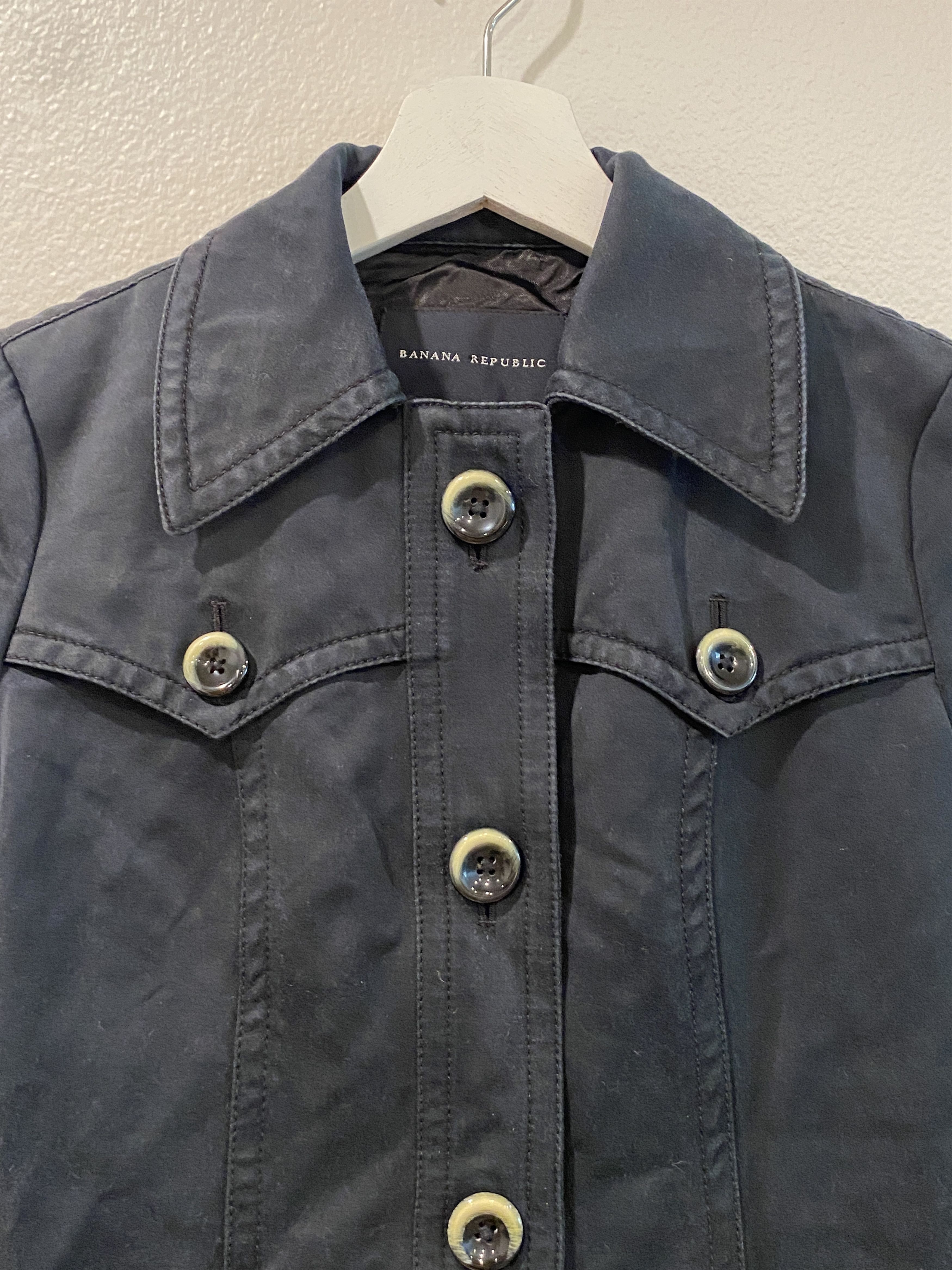 Banana Republic Banana Republic Black/Dark Navy Cotton Trench Coat – Size XS Size XS / US 0-2 / IT 36-38 - 3 Thumbnail