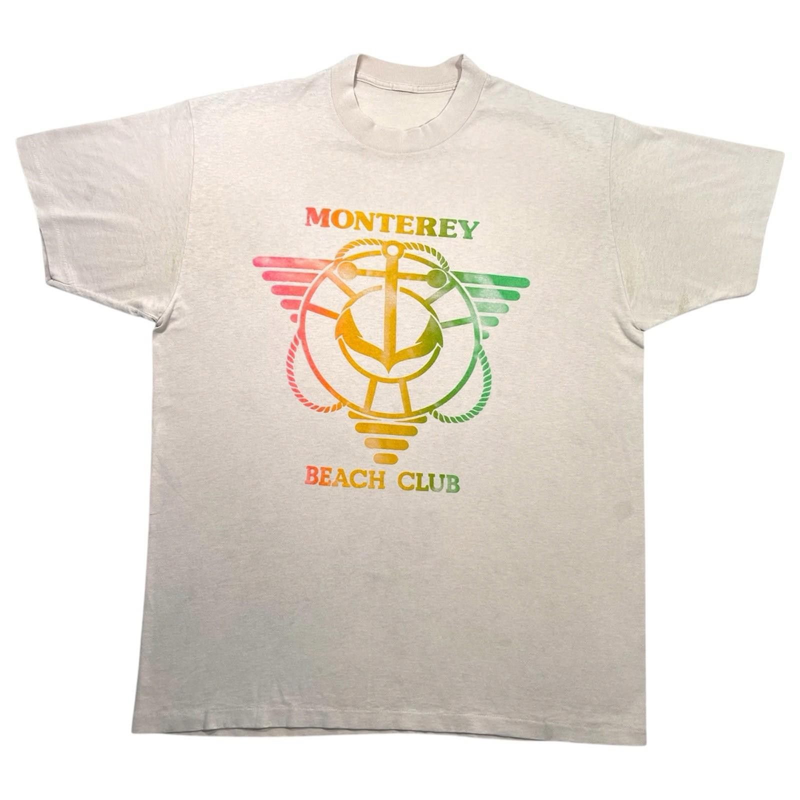 Vintage 1990s Monterey Beach Club Beige Cotton Single Stitch Shirt L Size US L / EU 52-54 / 3 - 1 Thumbnail