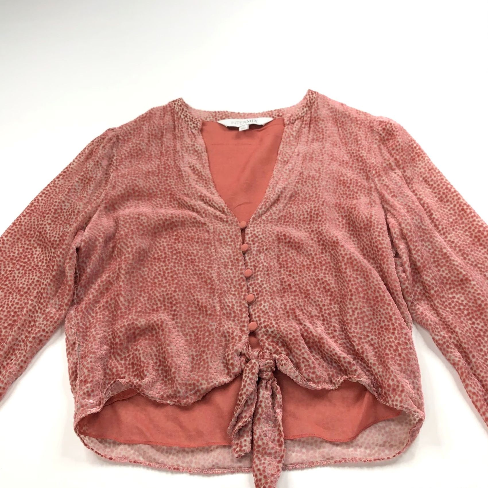 Vintage Intermix Blouse Silk Blend Peasant Button Top Pink S Small Women Long Sleeve V-Neck Casual Size S / US 4 / IT 40 - 4 Thumbnail