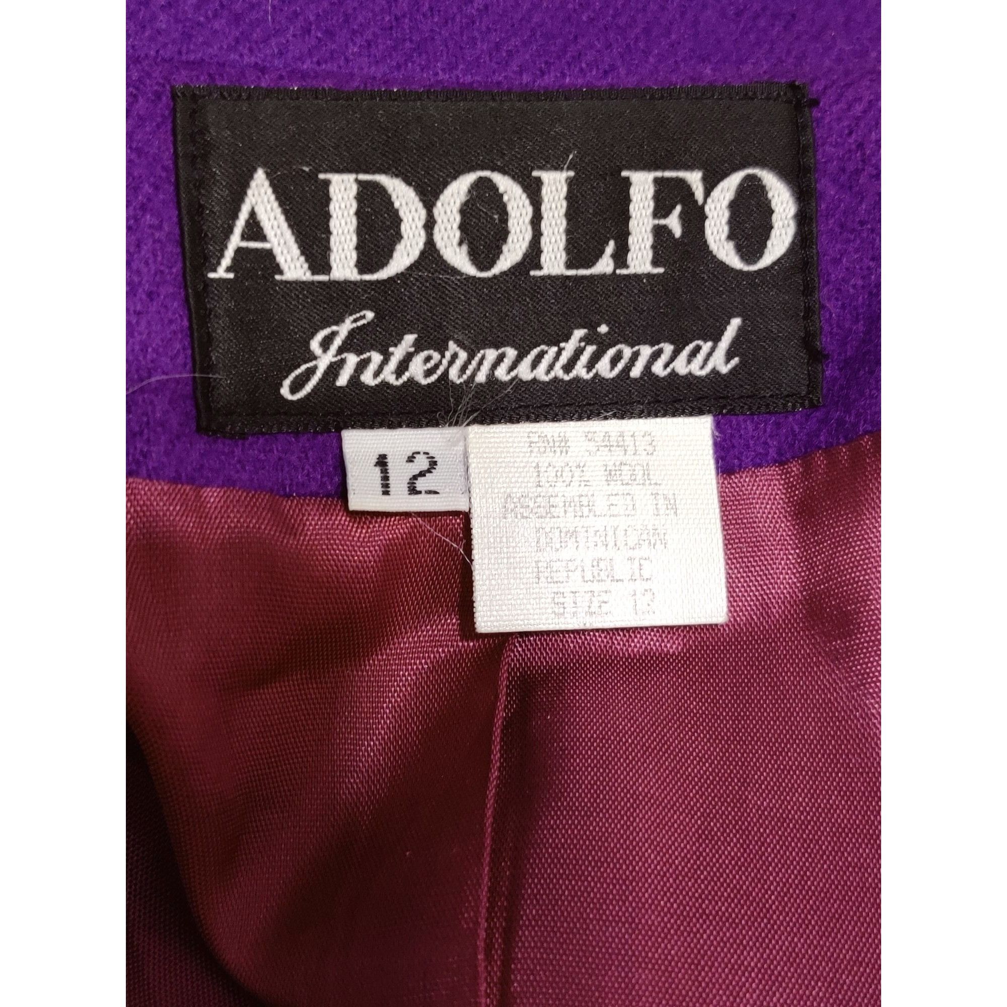 Vintage Vintage Adolfo International 12 Purple Wool Blazer Gold Butt Size XL / US 12-14 / IT 48-50 - 9 Thumbnail