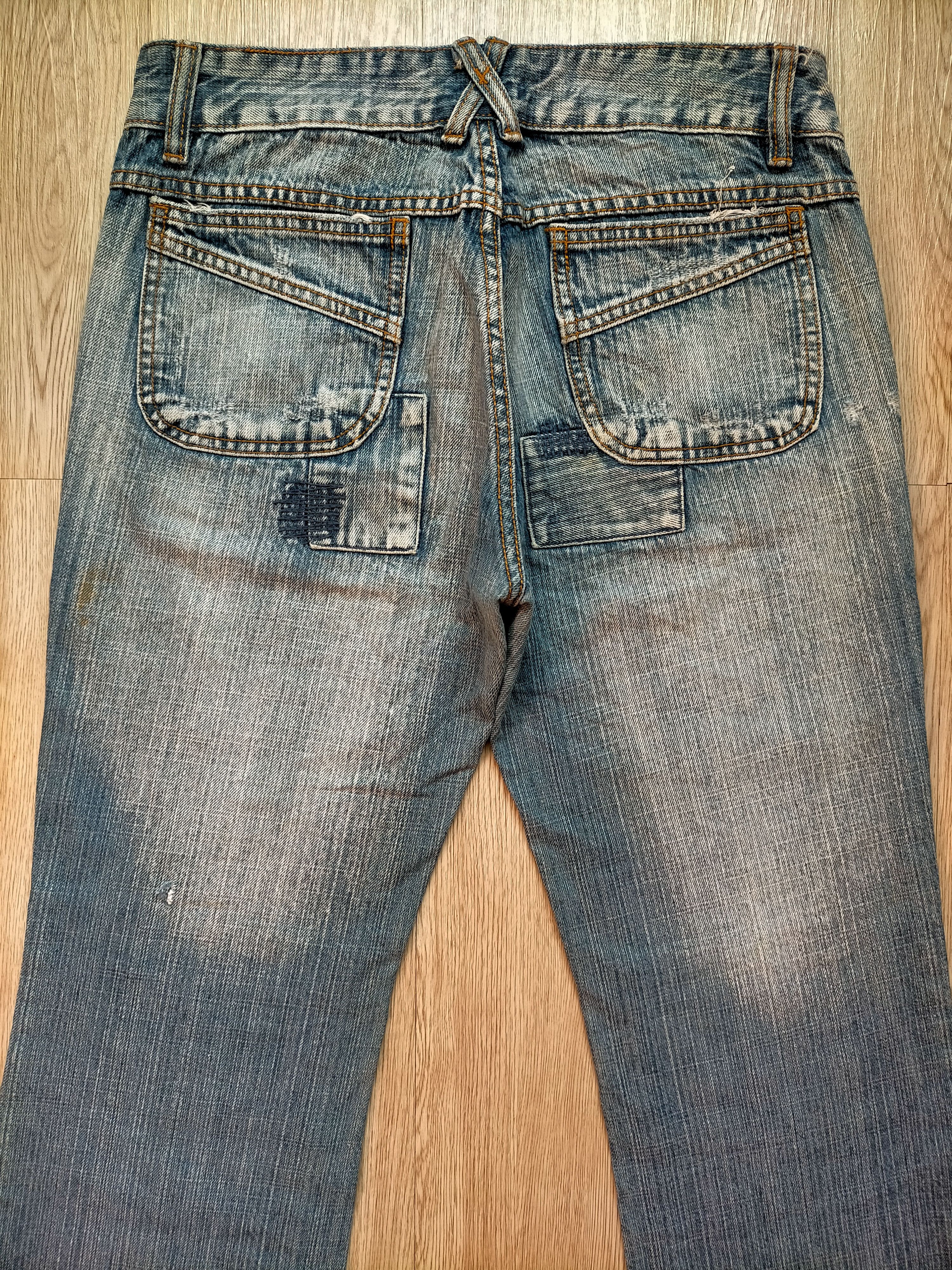 If Six Was Nine Flare Jeans Shaqiru Japan Patchwork Boot cut Blue Jeans Size US 31 - 11 Thumbnail