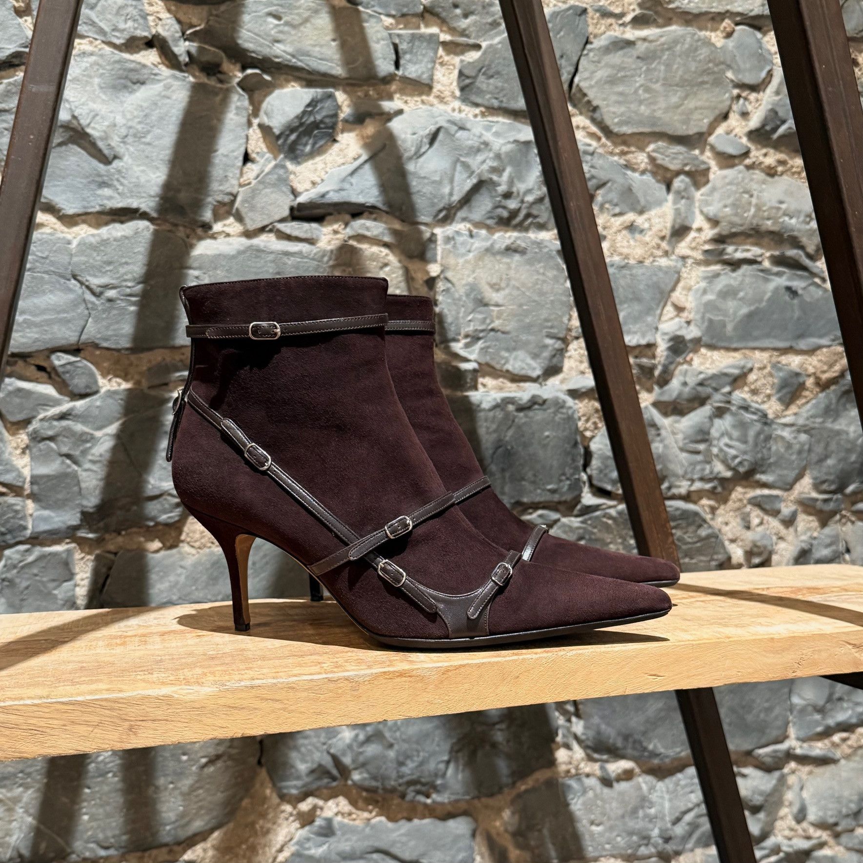 Dolce & Gabbana Dolce & Gabbana Brown Suede Harness & Straps Heeled Boots Size US 11 / IT 41 - 1 Thumbnail