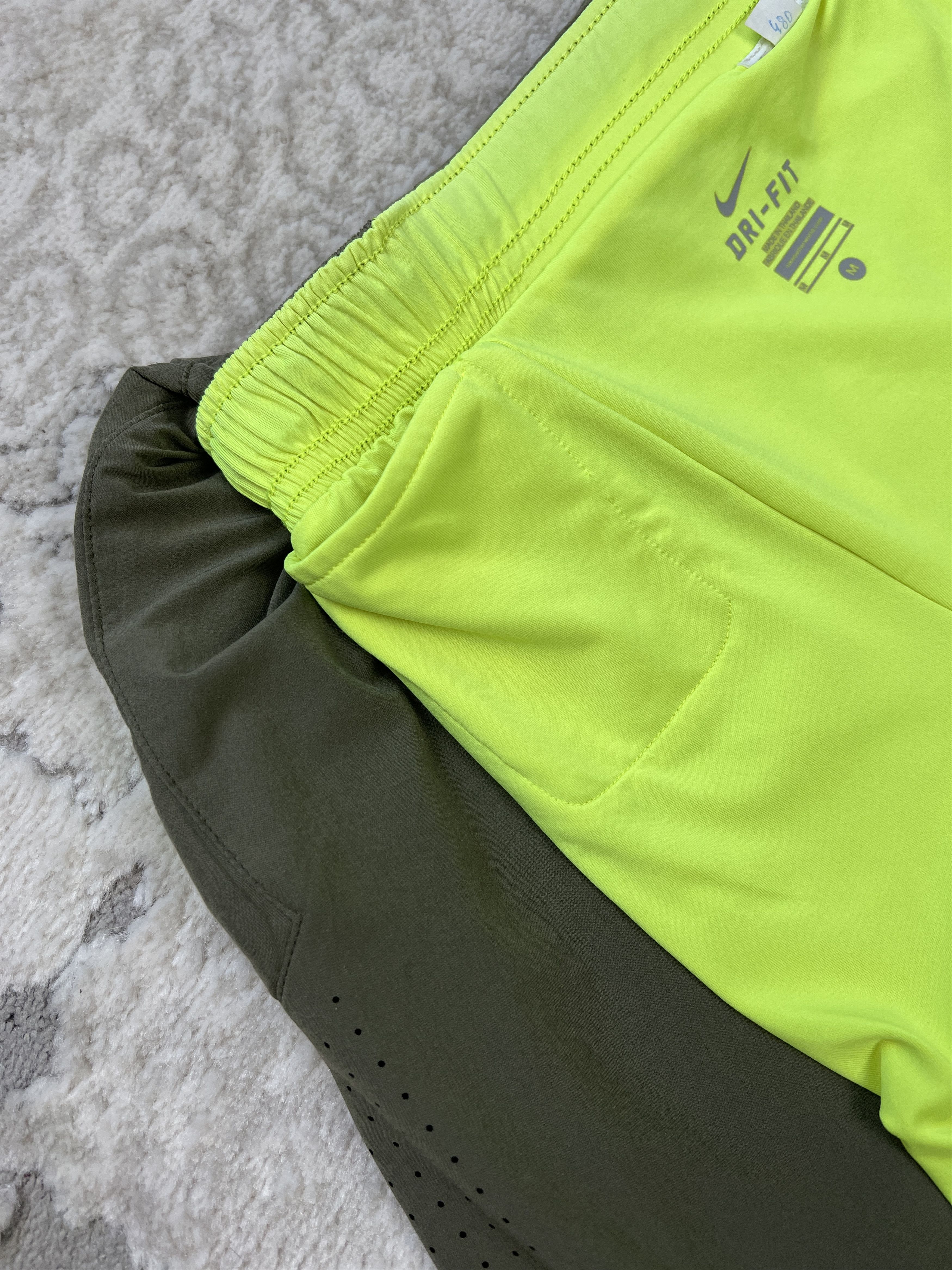 Nike Nike Dri-FIT 2-in-1 Running Training Shorts Sequoia Volt Size US 32 / EU 48 - 19 Thumbnail