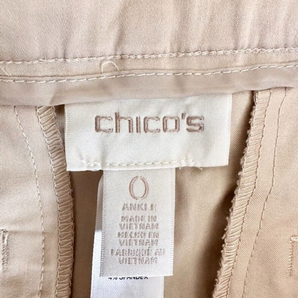 Other Chicos Slim Ankle Utility Pants S Comfort Waist Luxe Beige Size 28" / US 6 / IT 42 - 9 Thumbnail