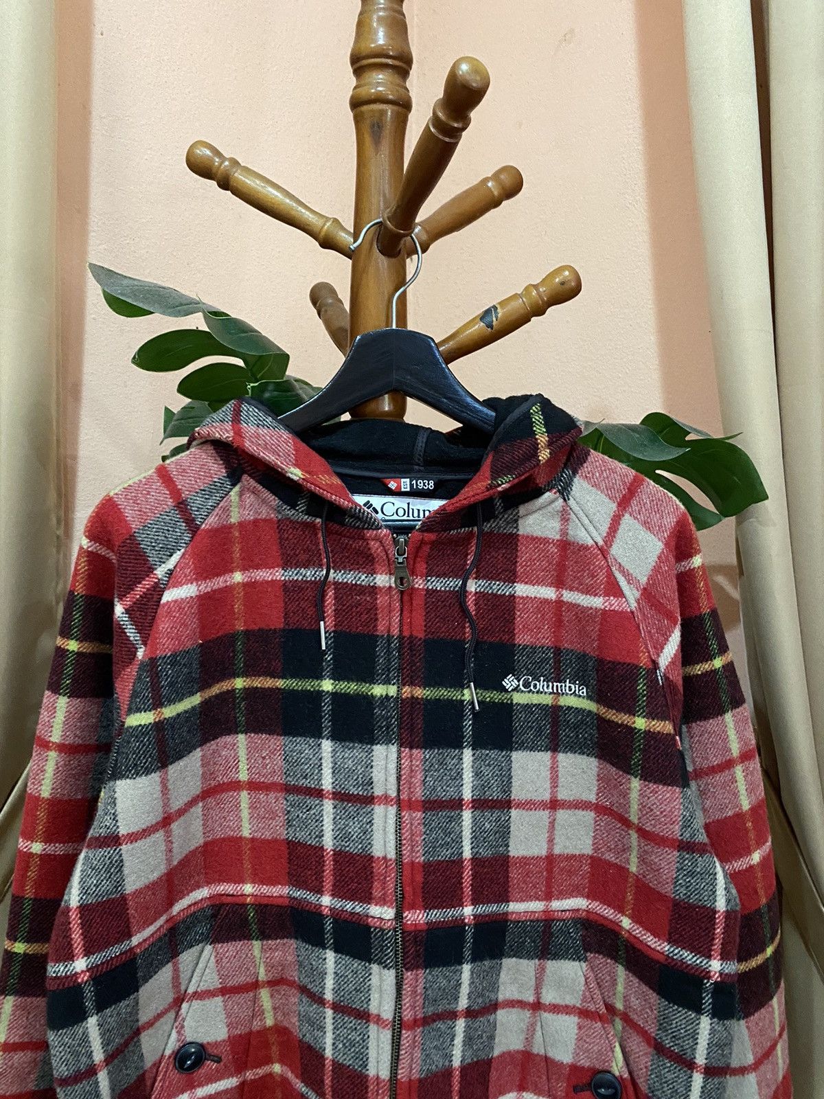Columbia Columbia Sportswear Red Plaid Wool Blend Hoodie Jacket Size US M / EU 48-50 / 2 - 6 Thumbnail