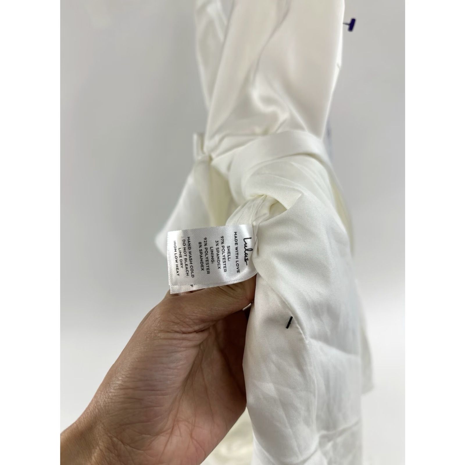 Lulus NWT Lulus Dress Women's XL White Satin Ruffle High Low Enchanted Moments V-Neck Sleeveless Midi Wedding Maxi Party/Cocktail Formal Size XL / US 12-14 / IT 48-50 - 7 Thumbnail