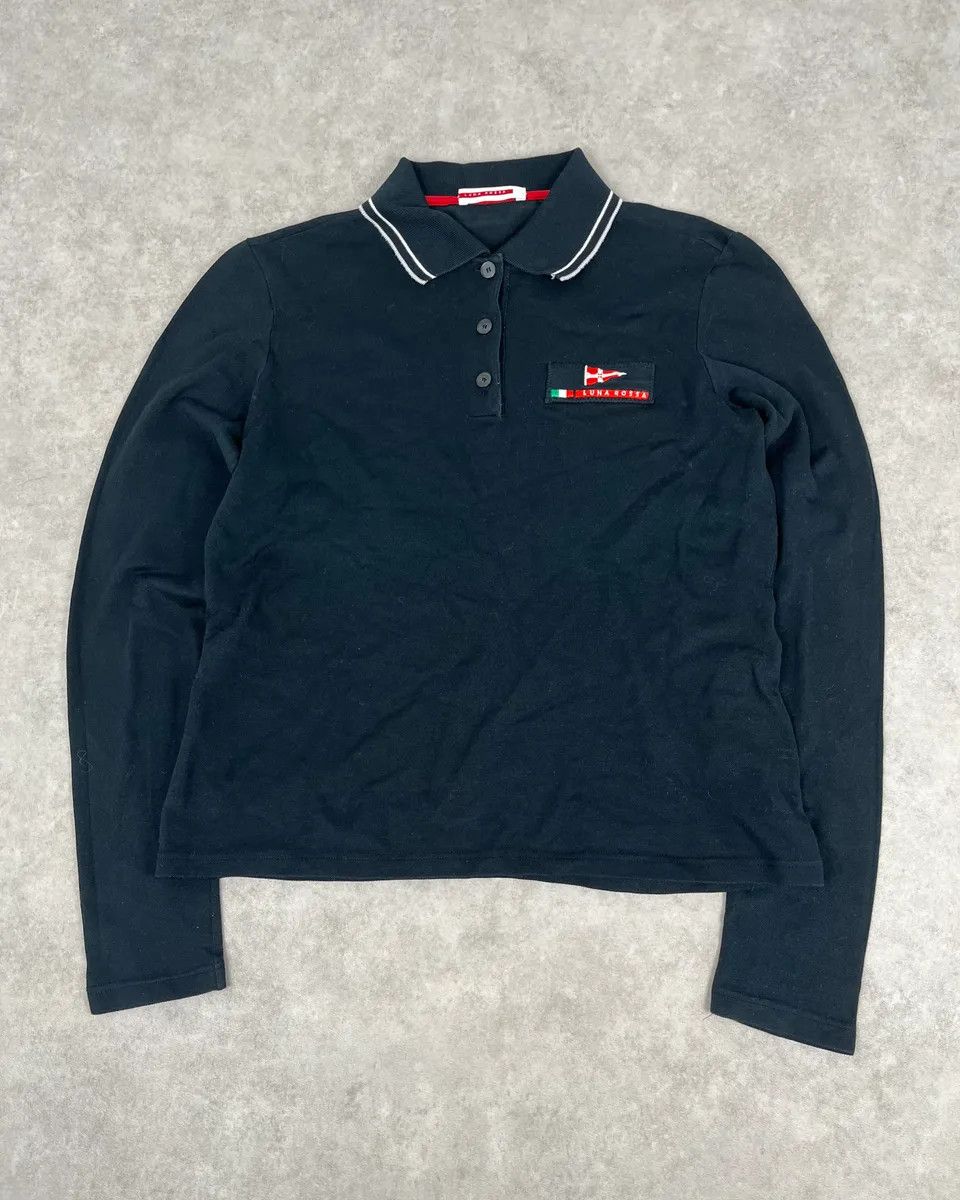 Prada 2000s Luna Rossa Black Logo Longsleeve Polo Size US XS / EU 42 / 0 - 1 Thumbnail