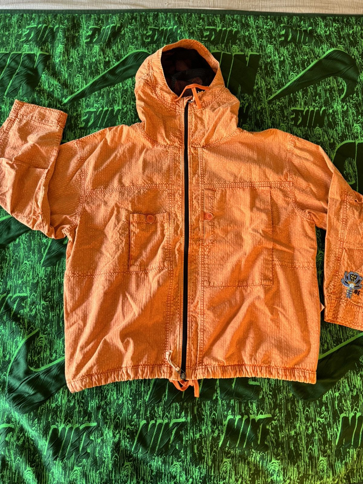 image of 18 East 18East Atlas Hooded Windbreaker - Sunbleached Orange Cotton, Men's (Size XL)