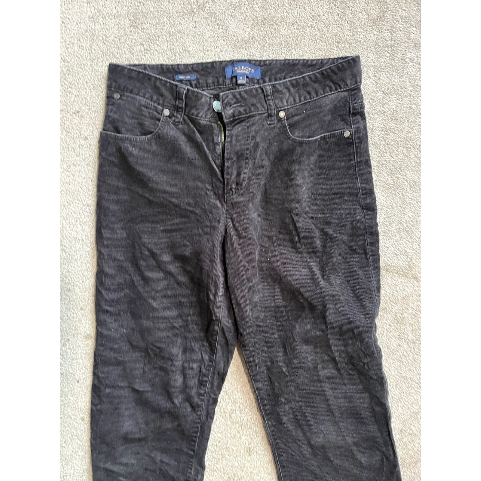 Talbots Talbots Pants Women 6 Black Heritage Corduroy Straight Leg Mid Rise Chino Size 28" / US 6 / IT 42 - 2 Thumbnail