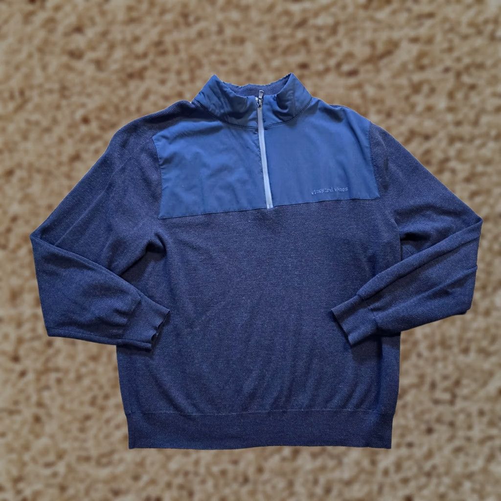 Vineyard Vines Vineyard Vines Sweater Mens Large Blue 1/4 Zip Merino Wool Knit Capsule Preppy Size US L / EU 52-54 / 3 - 1 Thumbnail