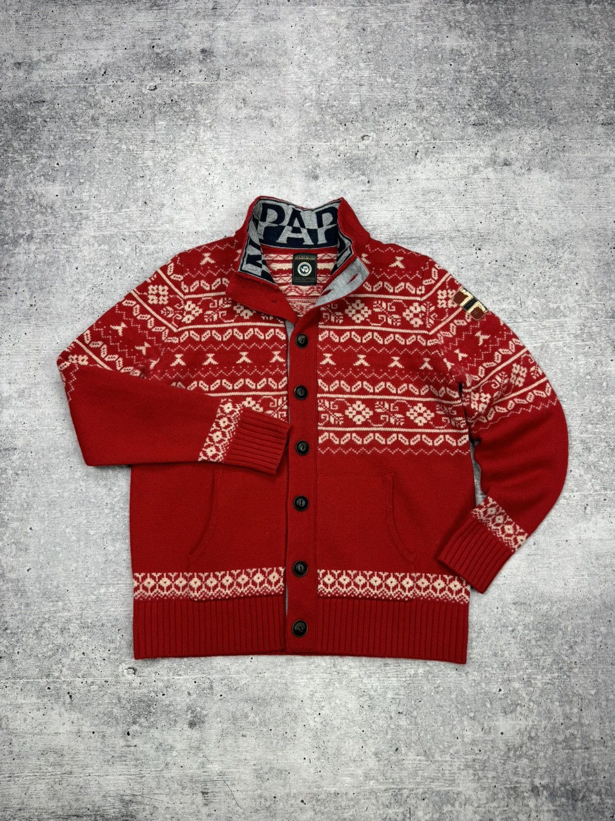 Napapijri × Vintage Vintage Napapijri 90’s Y2K Style Big Logo Rare Wool Sweater Size US L / EU 52-54 / 3 - 1 Thumbnail