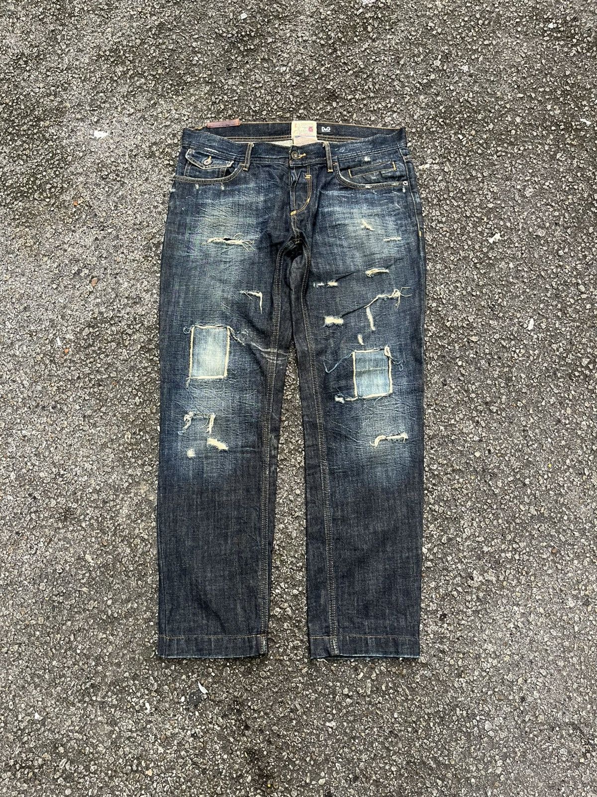 Dolce & Gabbana Y2K Vintage D&G Denim Patches Distressed Jeans Streetwear Size US 34 / EU 50 - 1 Thumbnail
