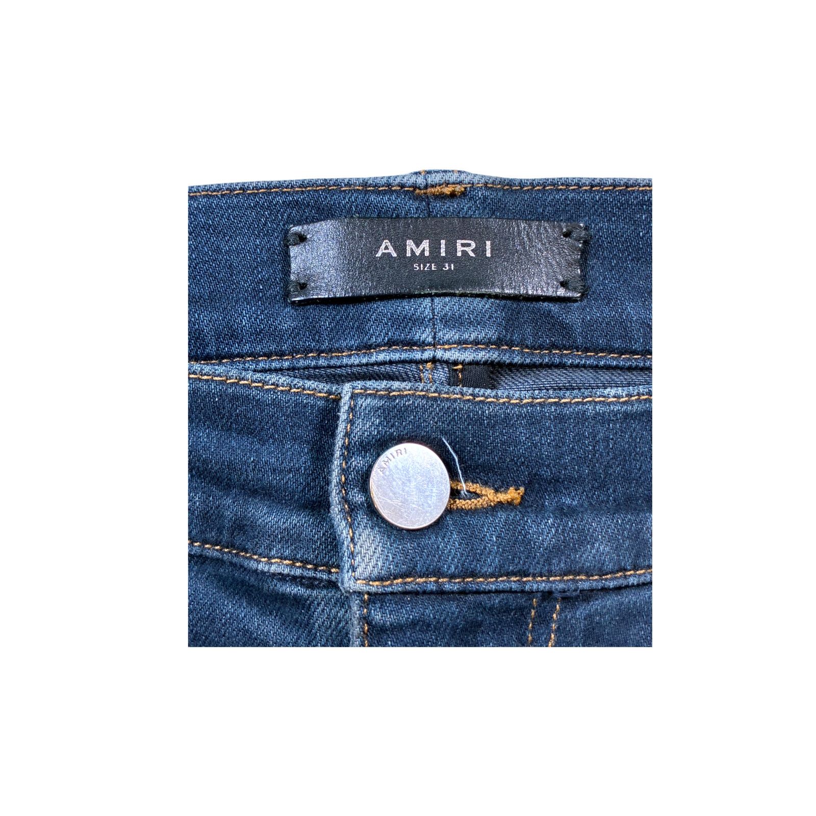 Amiri Amiri OG Leather Patch Dark Wash & Black Jeans Size US 31 - 4 Thumbnail