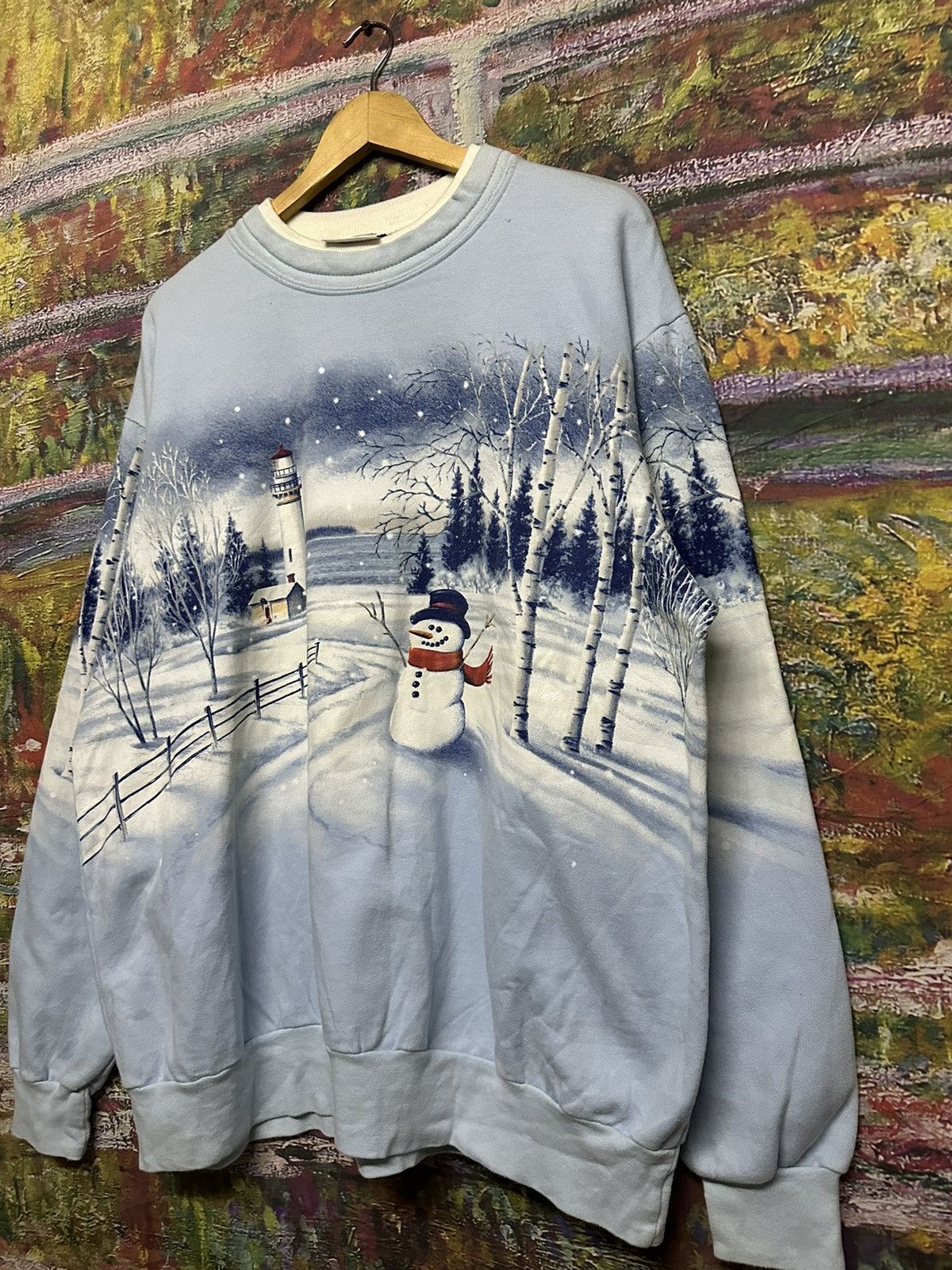 Vintage Vintage 90’s Christmas Overprint sweatshirt Size US XL / EU 56 / 4 - 4 Thumbnail