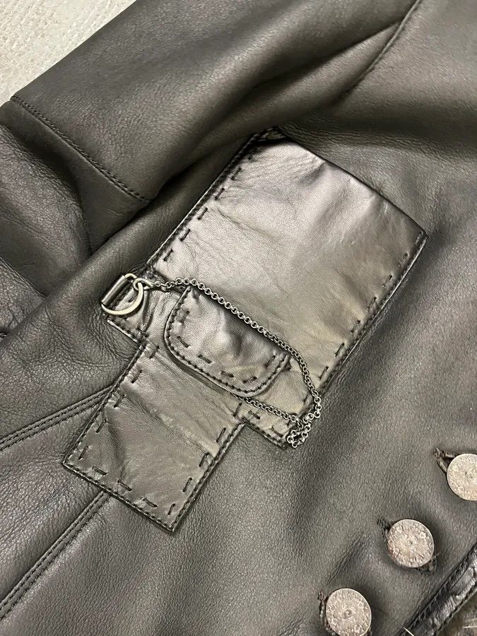 Marithe + Francois Girbaud 2000s Marithé + François Girbaud Asymmetrical Buttoned Leather Jacket Size M / US 6-8 / IT 42-44 - 8 Thumbnail