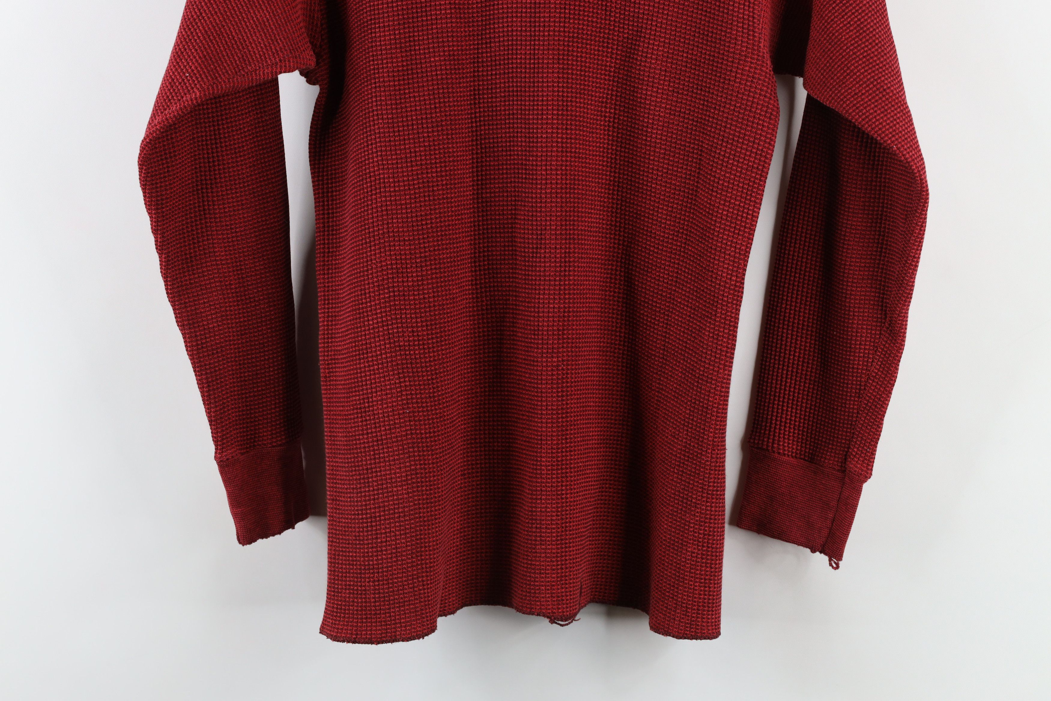 Vintage Vintage 90s Streetwear Thermal Waffle Knit T-Shirt Red USA Size US M / EU 48-50 / 2 - 11 Thumbnail