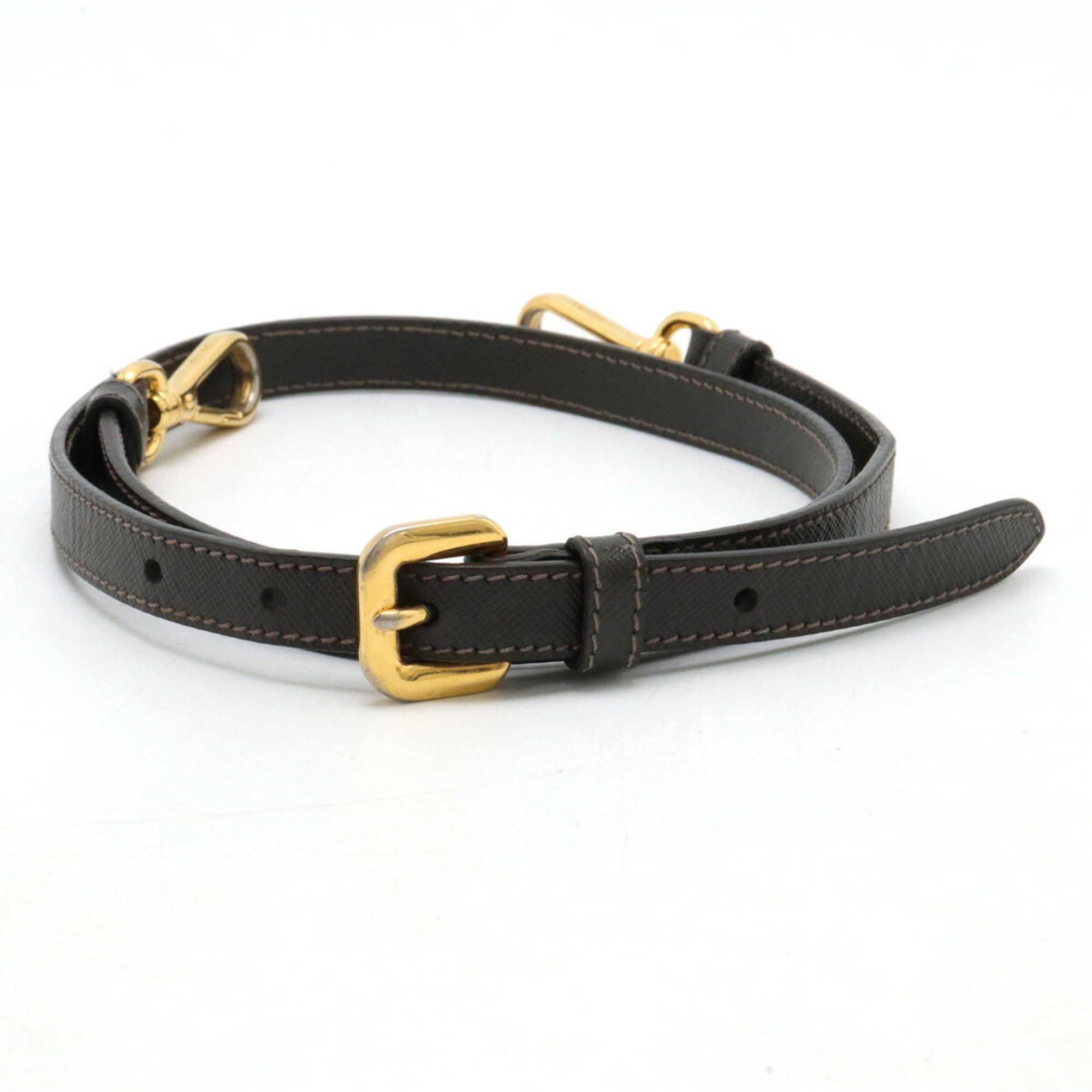 image of Prada Saffiano Shoulder Strap, Only, Saffiano Leather, Grey Brown, Women's