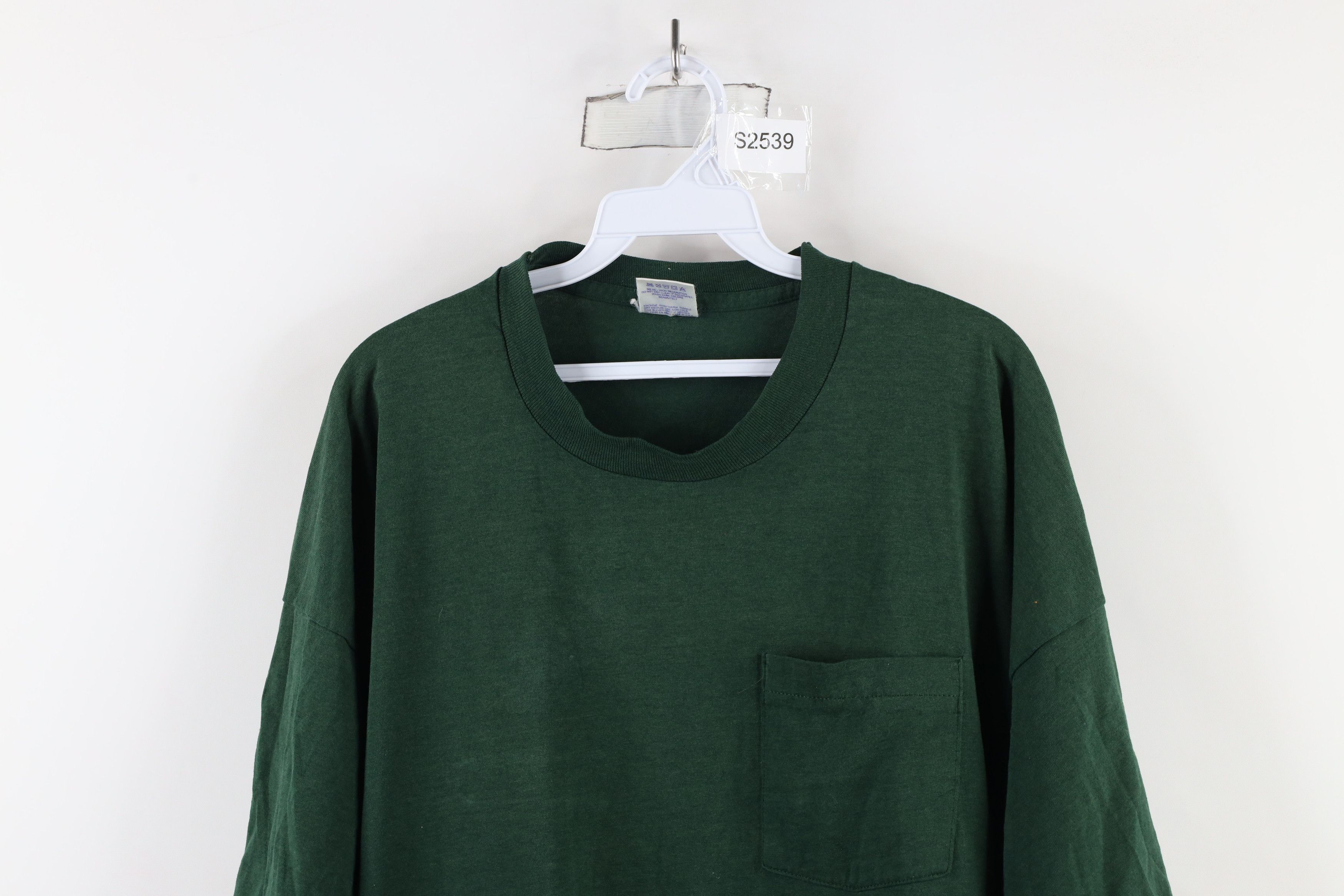 Vintage Vintage 90s Streetwear Blank Pocket T-Shirt Green USA Size US XXL / EU 58 / 5 - 2 Thumbnail