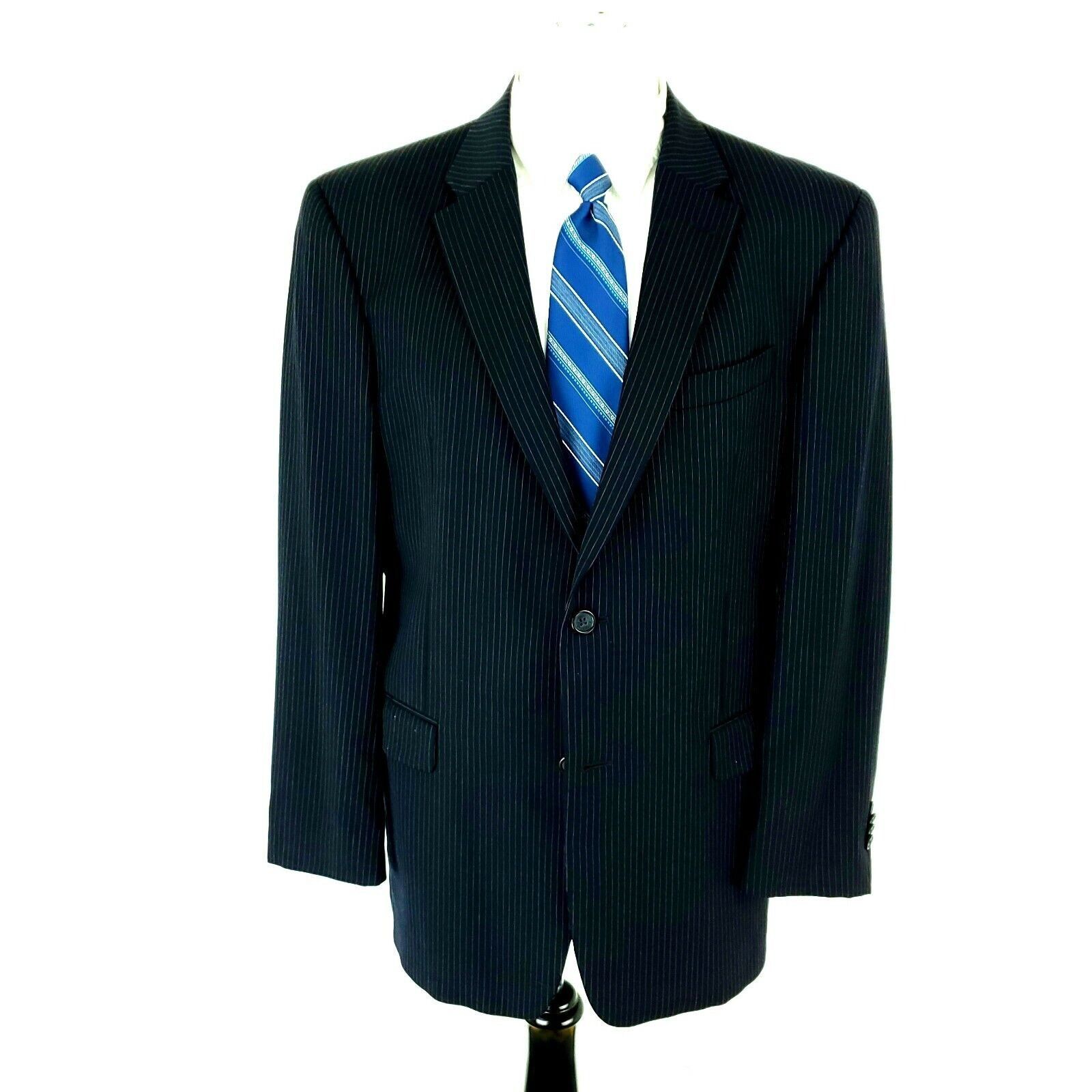 Tommy Hilfiger Tommy Hilfiger Wool 2 Button 2 Piece Suit 40R Blue Herringbo Size 40R - 4 Thumbnail