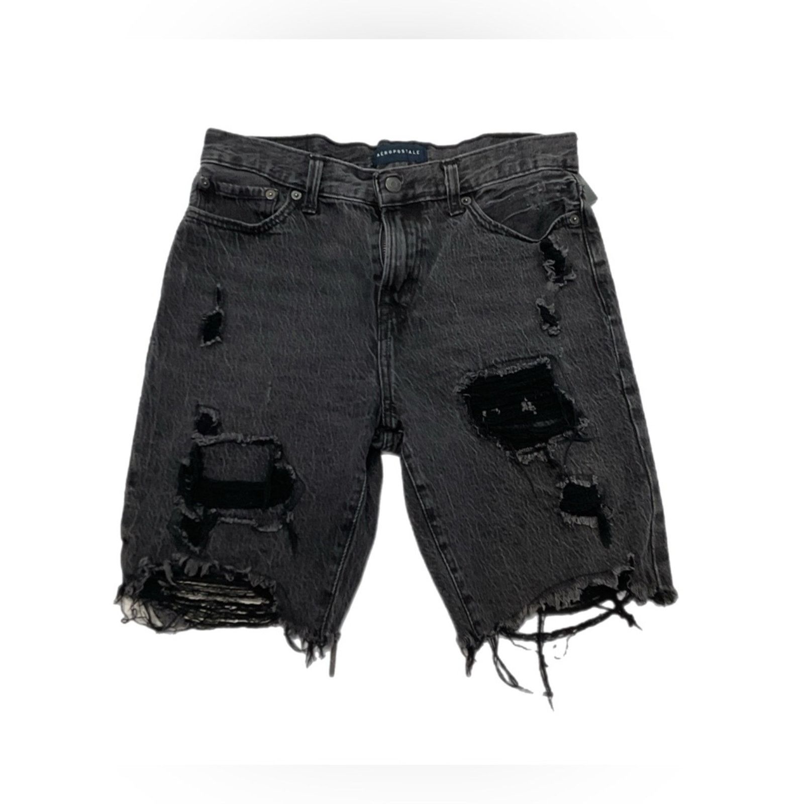 Aeropostale Aeropostale Black Distressed Cutoff Denim Shorts Size US 30 / EU 46 - 1 Thumbnail