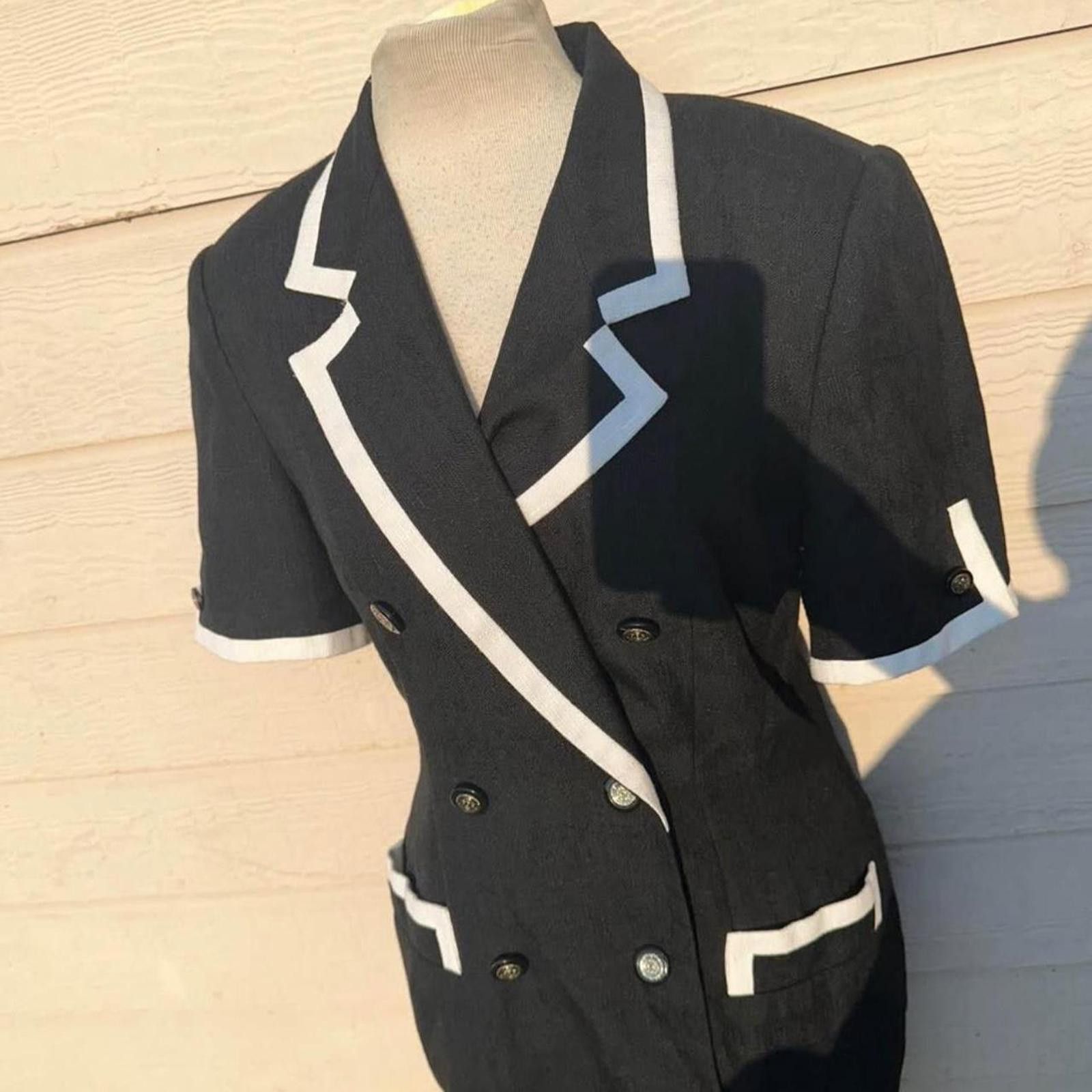 Other Black and white vintage 80s dress dress # Size M / US 6-8 / IT 42-44 - 2 Thumbnail