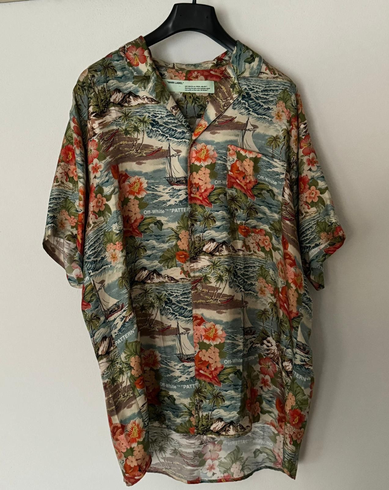 Off White Virgil Abloh SS19 Silk Off White Hawaiian Shirt Tropical Print Grailed