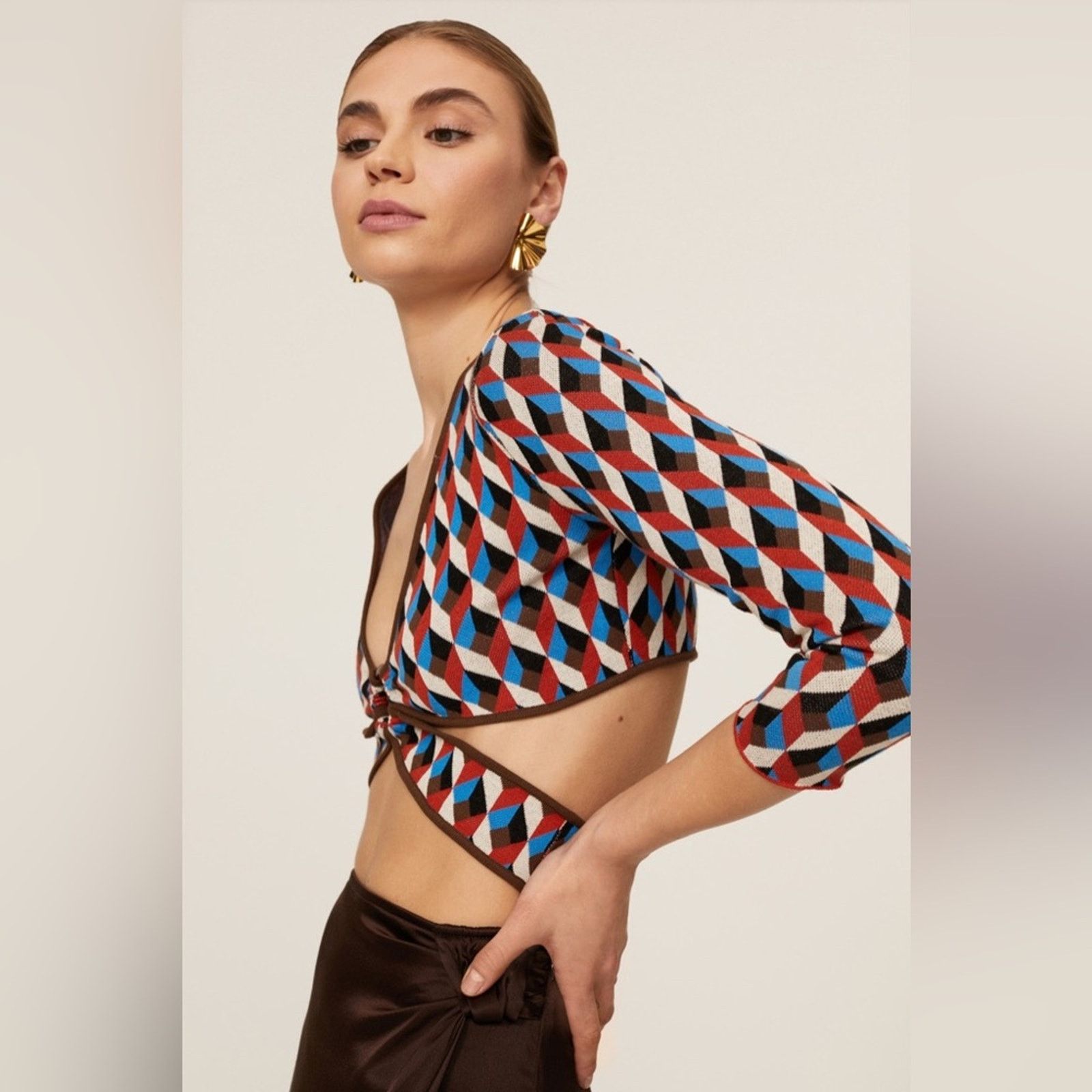 Ronny Kobo RONNY KOBO Size Small Geometric Crop Top Size S / US 4 / IT 40 - 2 Thumbnail