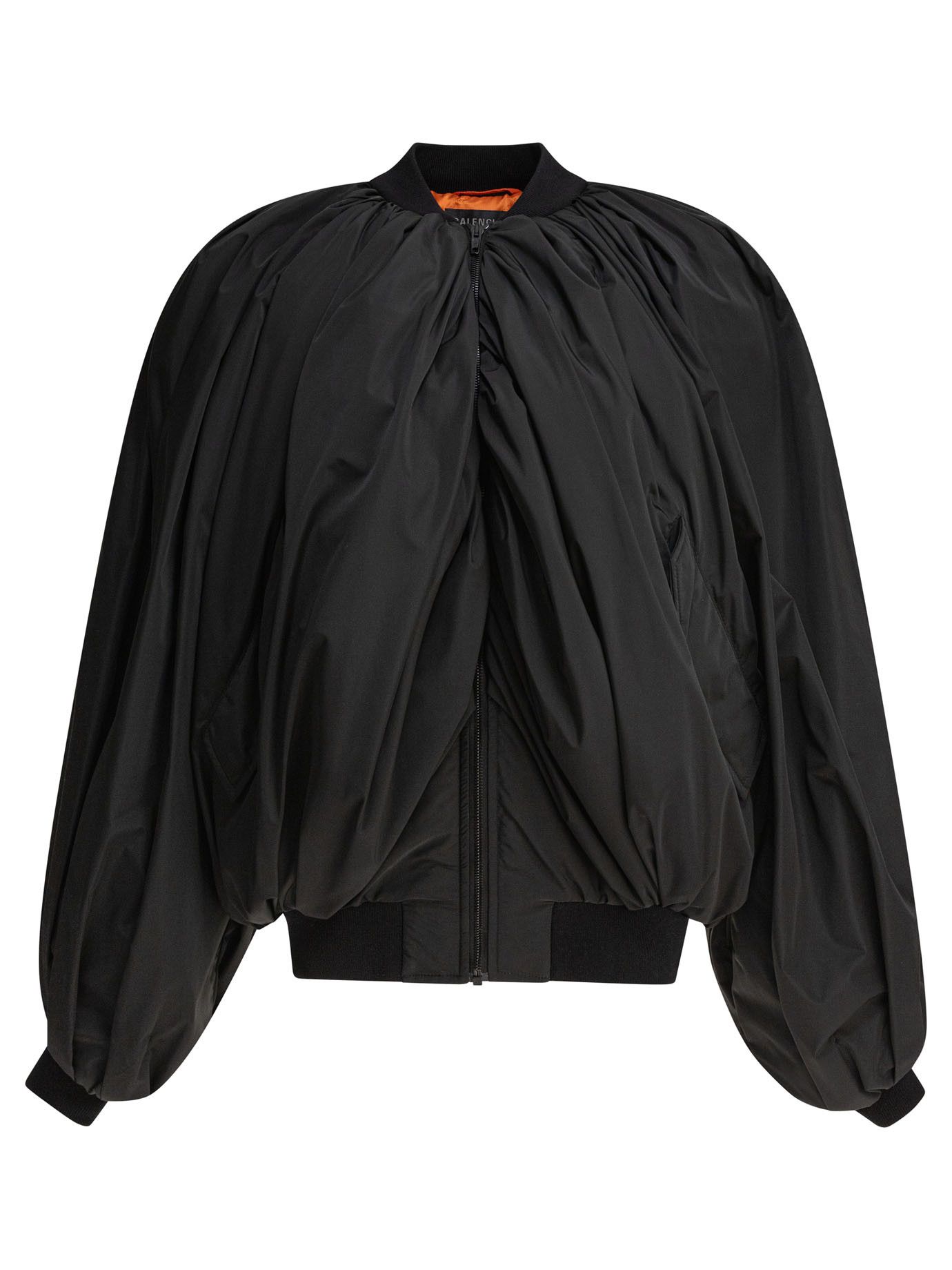 ジャケット Balenciaga Black leather ostrich-effect bomber jacket Balenciaga Black leather ostrich-effect bomber jacket