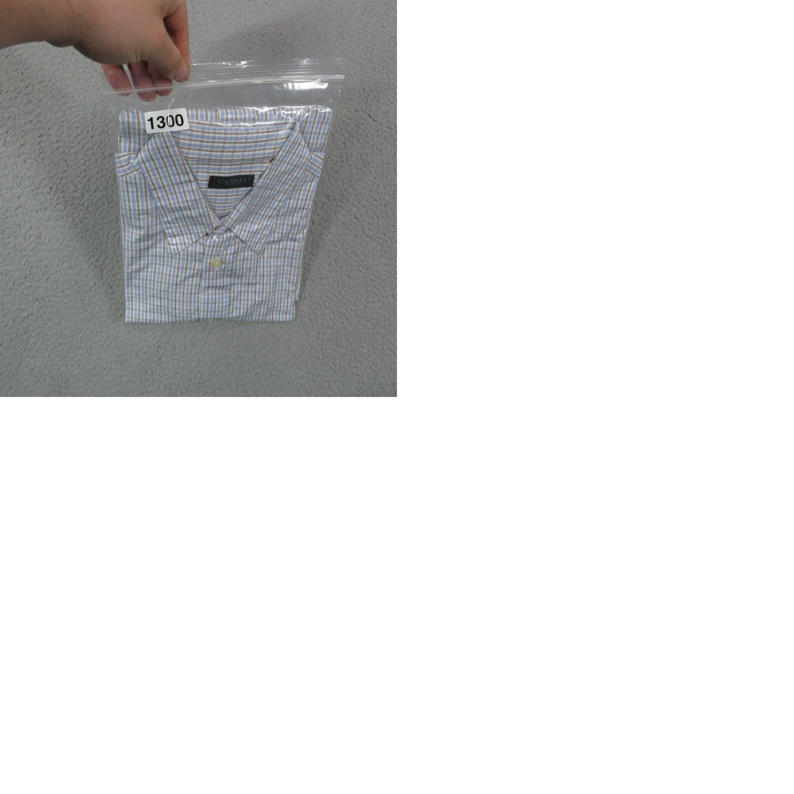Canali Canali Shirt Mens Large Blue White Check Classic 25" Sleeve Sportswear Pocket Size US L / EU 52-54 / 3 - 9 Thumbnail