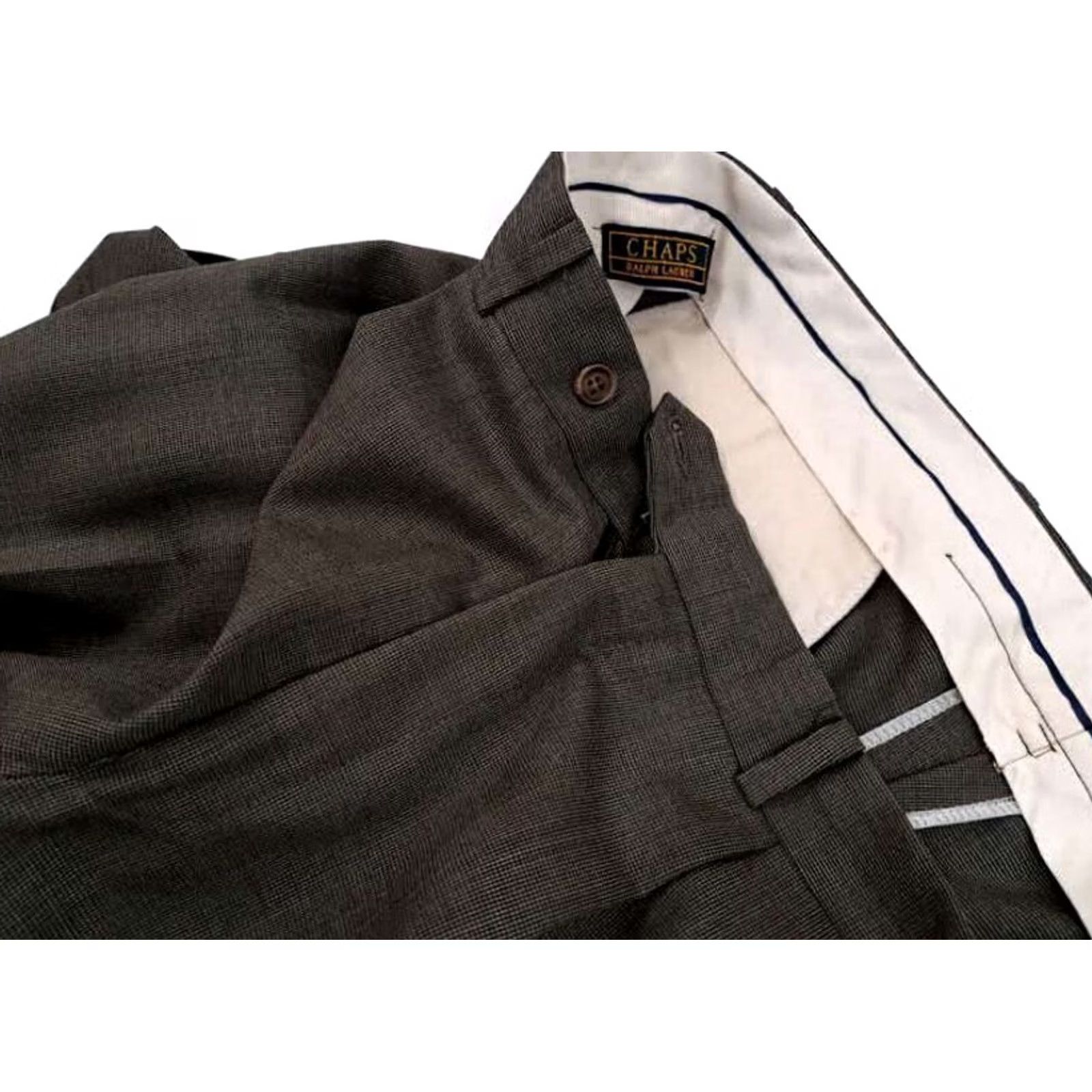 Ralph Lauren Chaps Ralph Lauren Fitted Plaid Pants 35-29 Green Grey Fabric Size US 35 - 2 Thumbnail