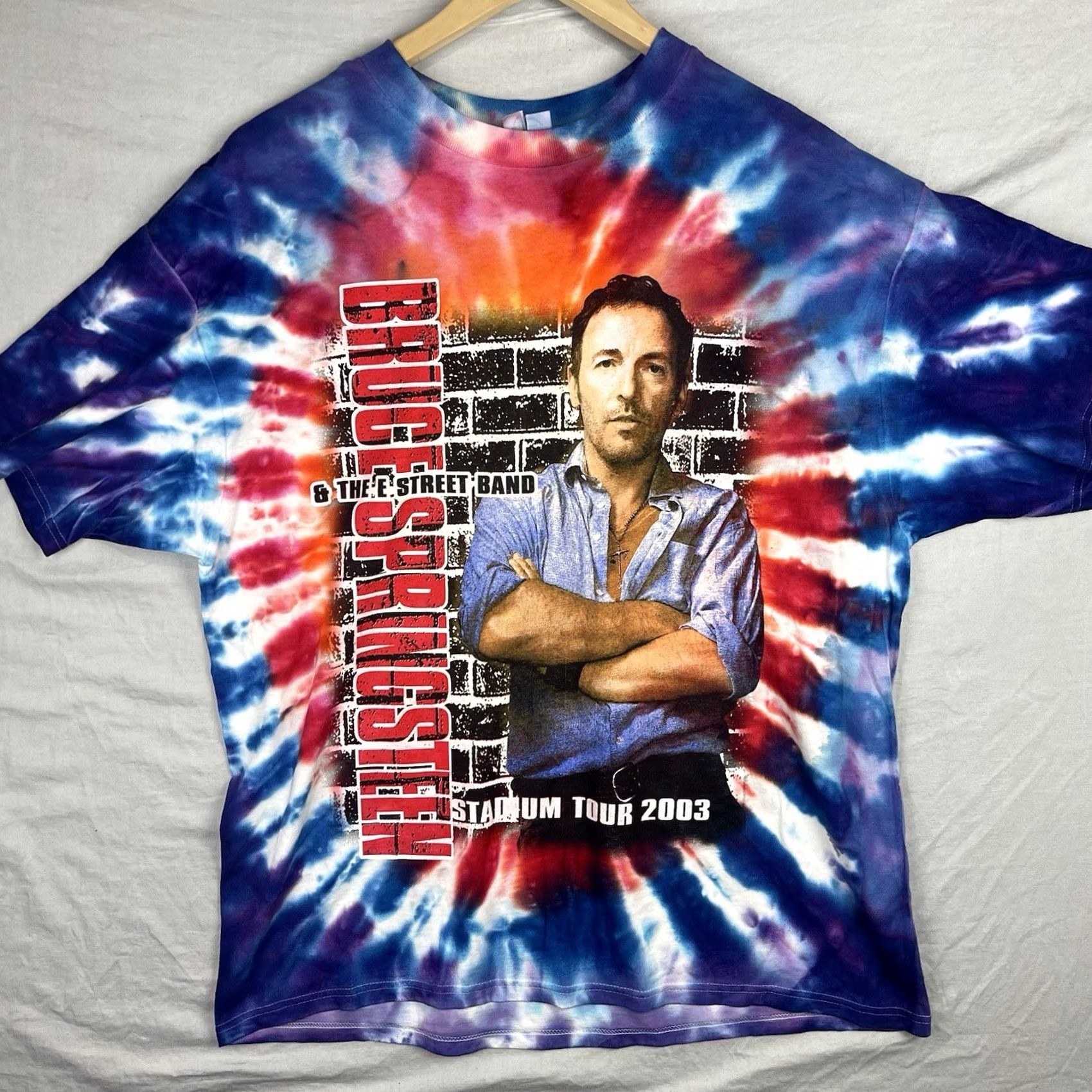 Delta VINTAGE Bruce Springsteen Shirt Mens XL Rock Band Tour Tie Dye Y2K Blue Cotton Graphic Print T-Shirt MS XL Men Band Music 2000s Theme Mens Size US XL / EU 56 / 4 - 2 Thumbnail