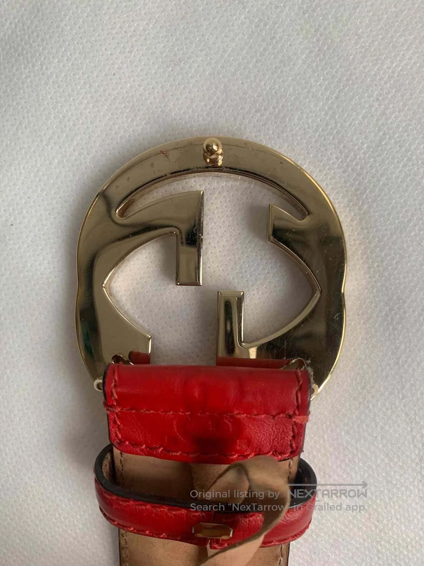 Gucci Gucci Red Double G Gold Buckle Belt. Size ONE SIZE - 2 Thumbnail