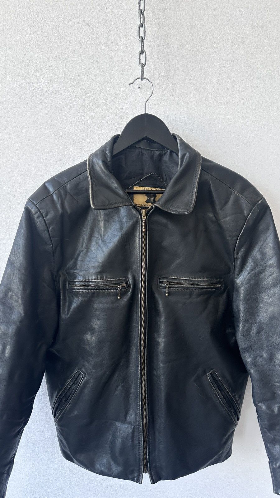Other Genuine Leather Cafe Racer Jacket Distressed Moto Biker Size US L / EU 52-54 / 3 - 7 Thumbnail