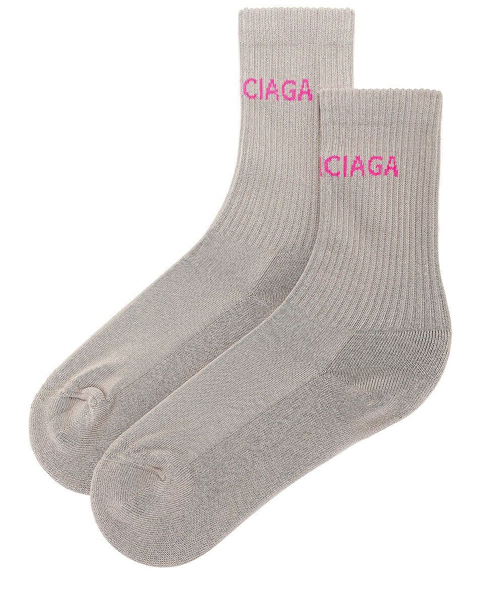 Balenciaga o1srvl11e0424 Size: M BB Tennis Socks in Beige Size ONE SIZE - 2 Thumbnail