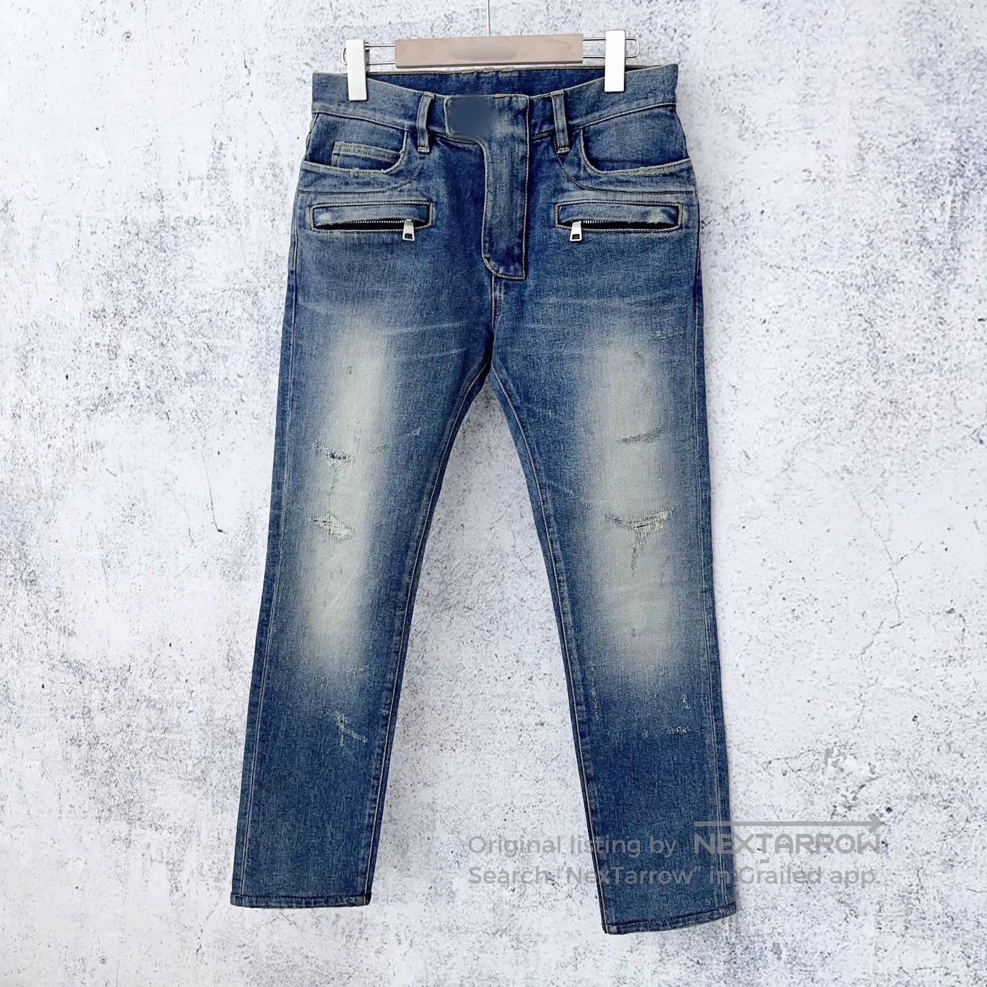 Balmain BALMAIN Blue Zip Jeans Size 28. Size US 28 / EU 44 - 1 Thumbnail