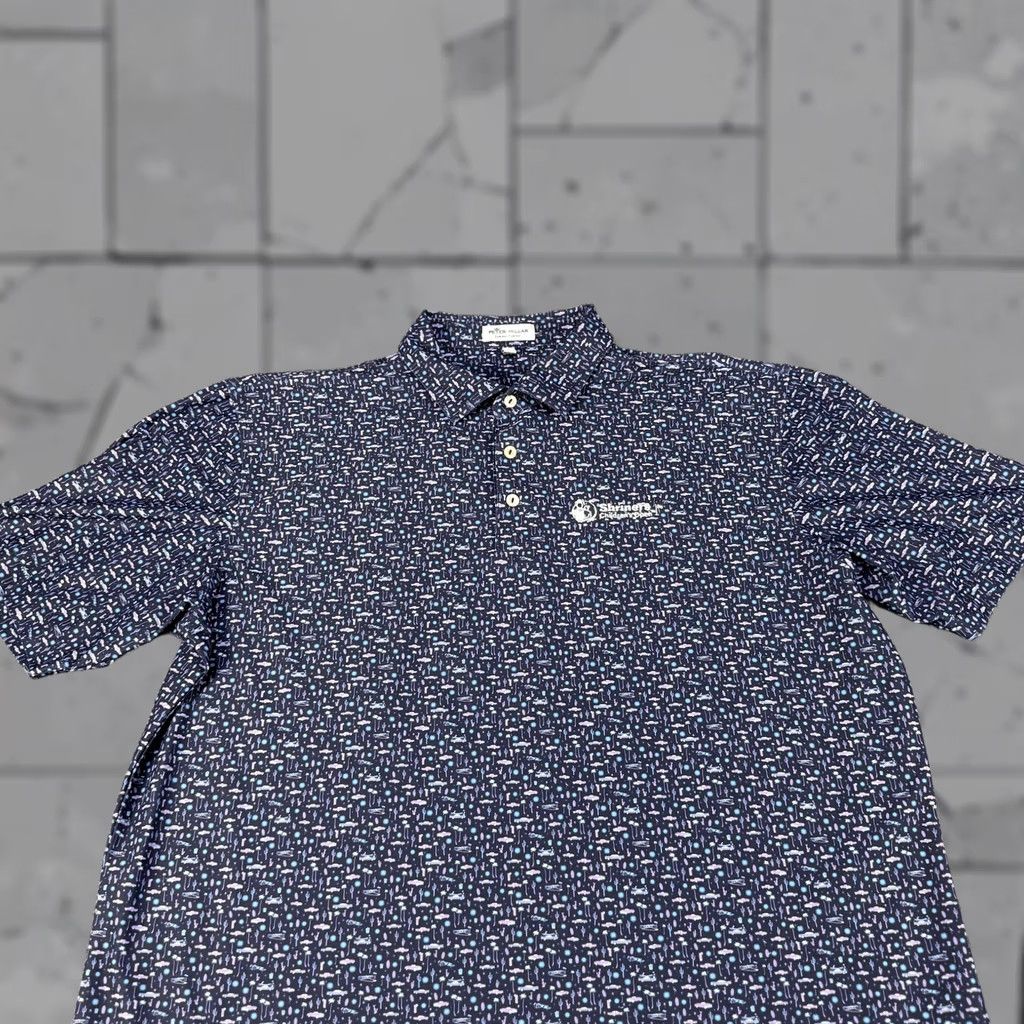 Peter Millar Peter Millar Polo Shirt Mens Large Navy Summer Comfort Golf All Over Print Size US L / EU 52-54 / 3 - 1 Thumbnail