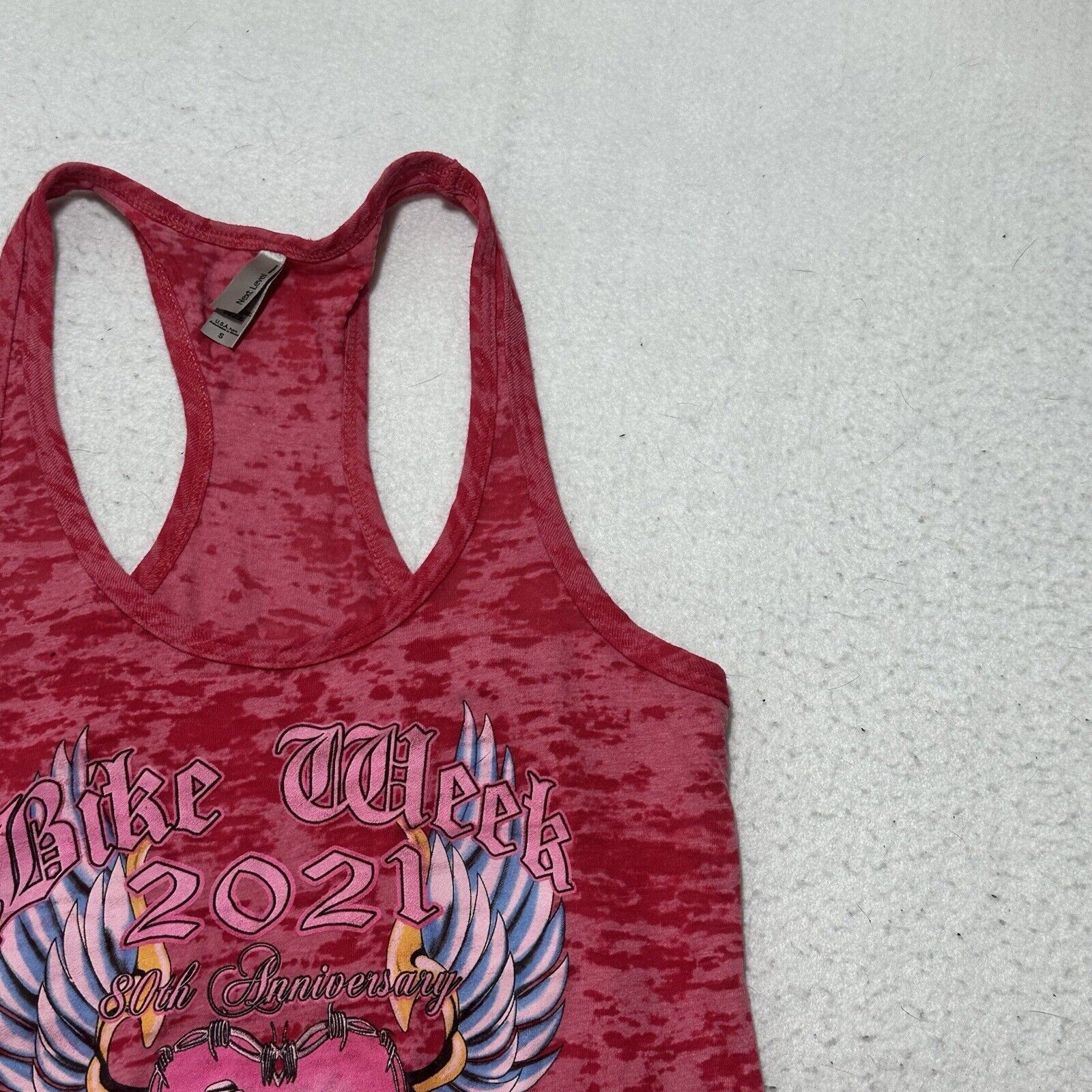 Next Level Daytona Beach Bike Week 21 Pink Sleeveless Burnout Tank Top Size S / US 4 / IT 40 - 3 Thumbnail