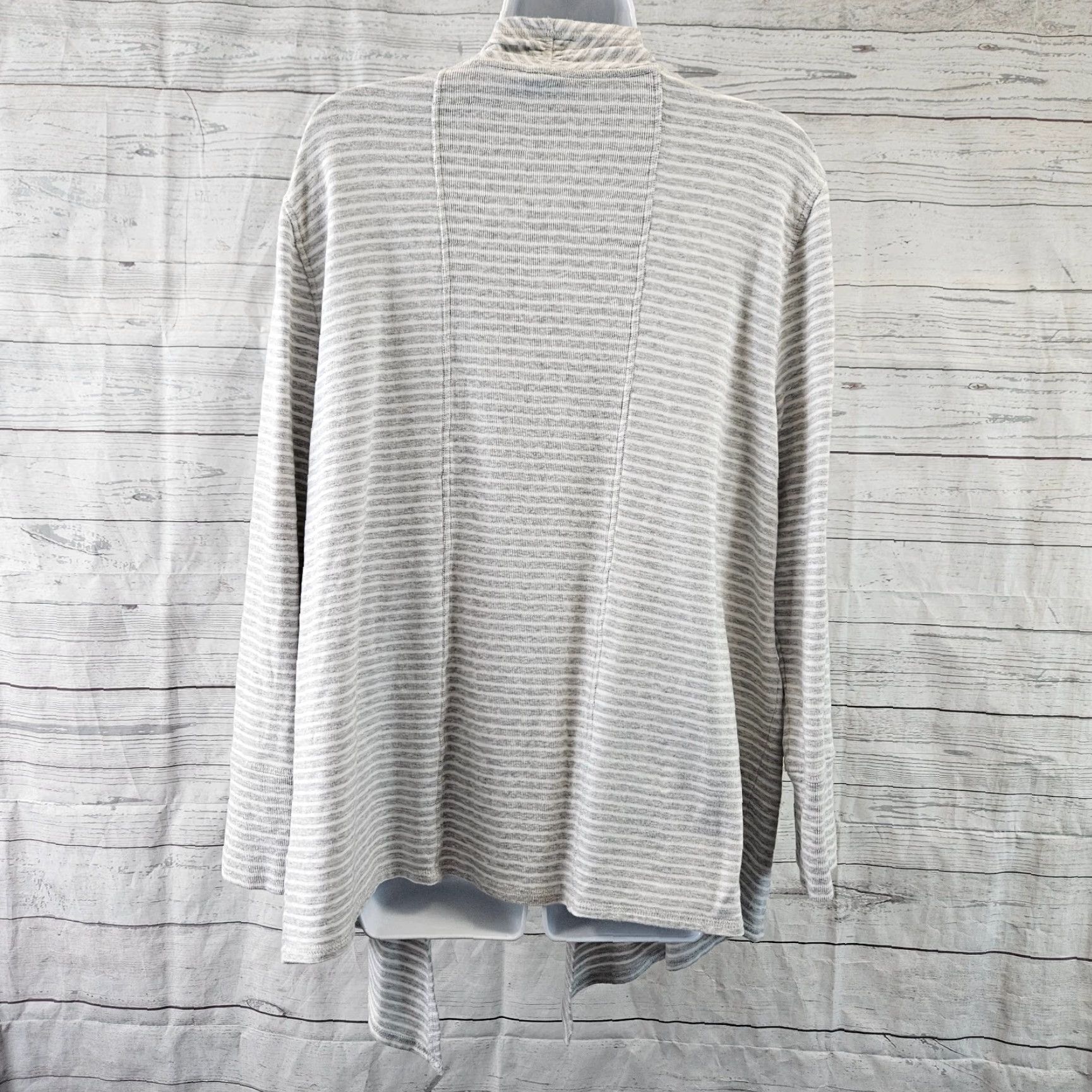 Vintage Chico's Zenergy Cardigan Womens Striped Open Front Cotton Blend L Gray Cardi Girls/ Womens Size L / US 10 / IT 46 - 4 Thumbnail
